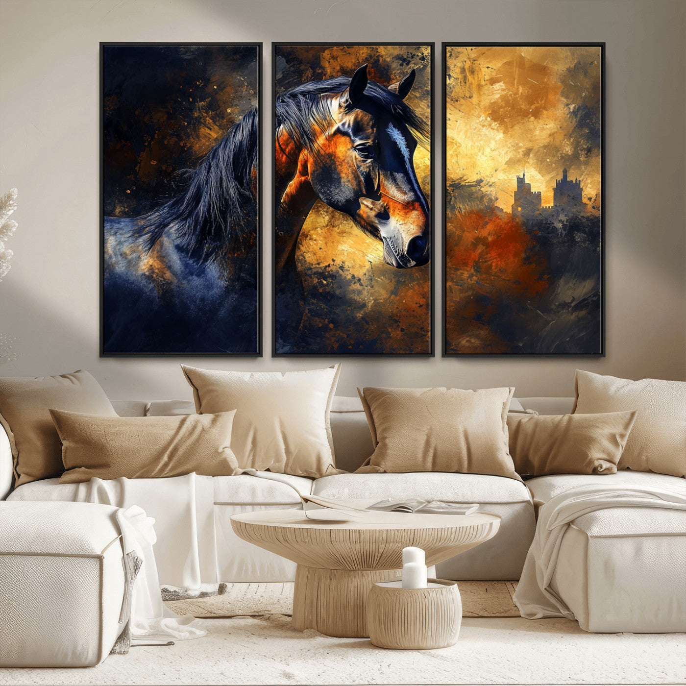 MGV-FC-48X32-3P - Abstract Horse Art Print - Abstract Canvas Wall Art | Perfect for Rustic Farmhouse, Modern, or