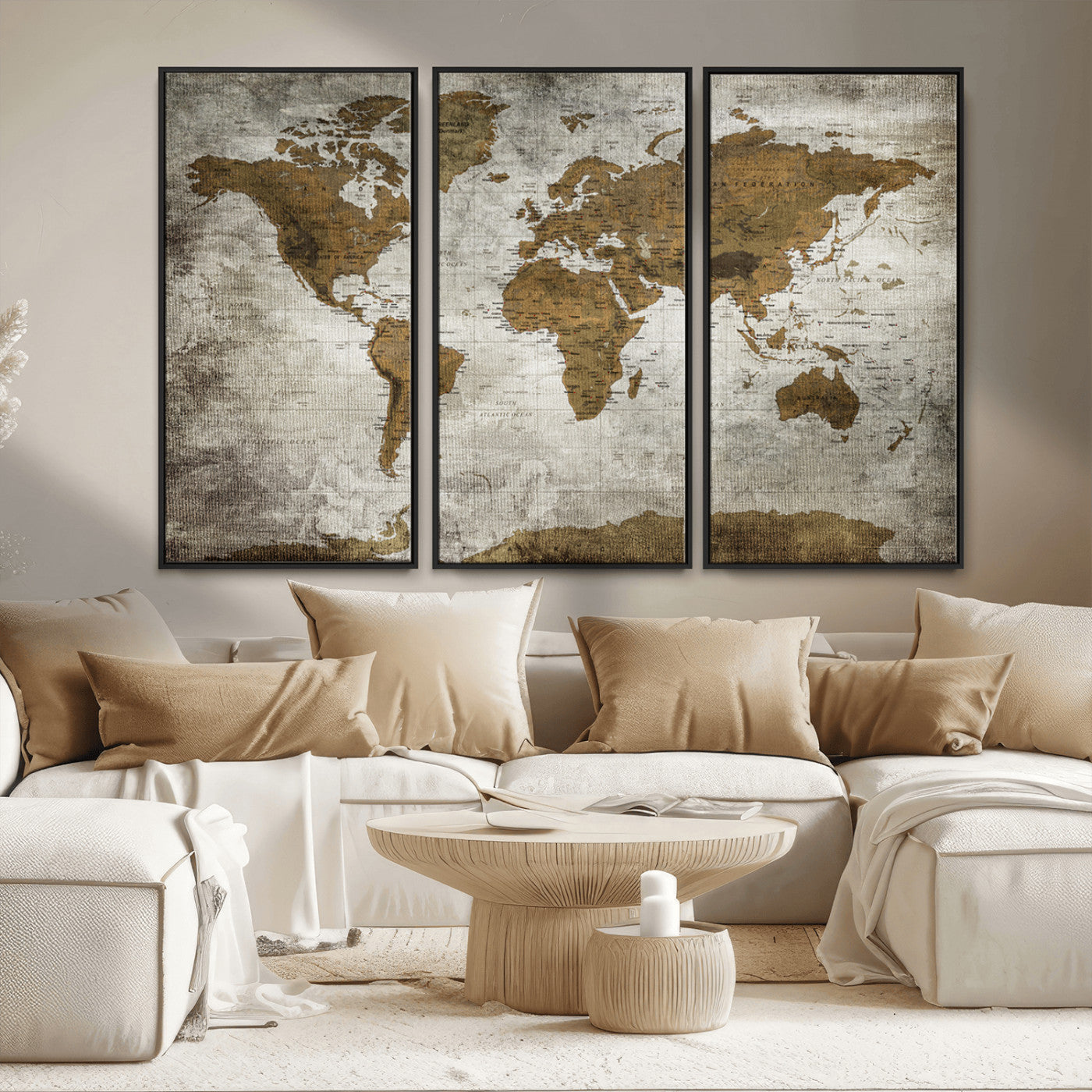 MGV-FC-48X32-3P - Push Pin World Map Canvas Print – Framed Wall Art for Couples to Track Their Travels – Anniversary