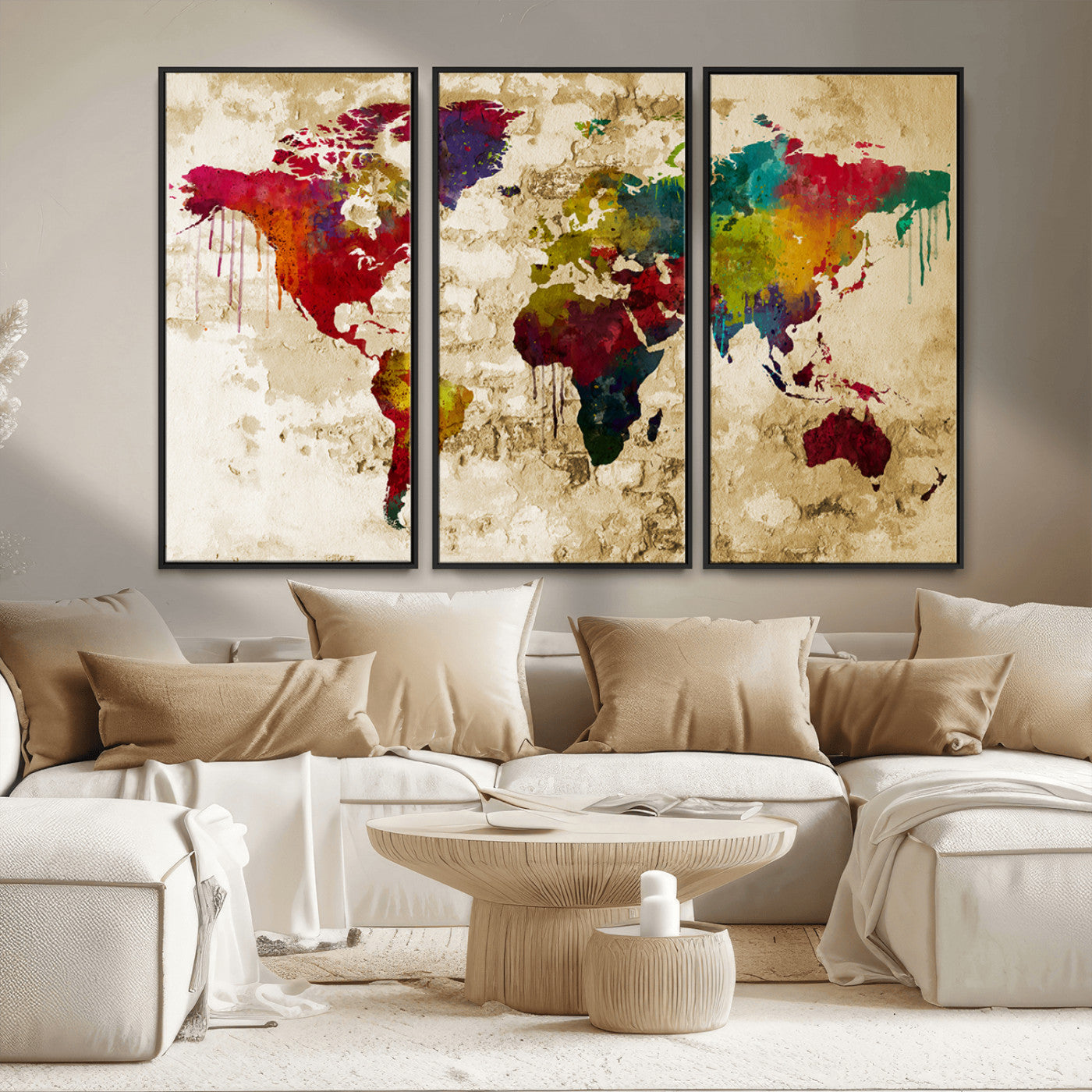 MGV-FC-48X32-3P - Push Pin World Map Canvas Print – Framed Wall Art for Couples to Track Their Travels – Anniversary