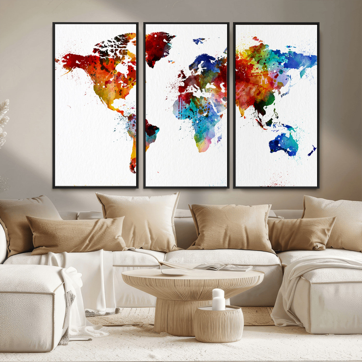 MGV-FC-48X32-3P - Push Pin World Map Canvas Print – Framed Wall Art for Couples to Track Their Travels – Anniversary