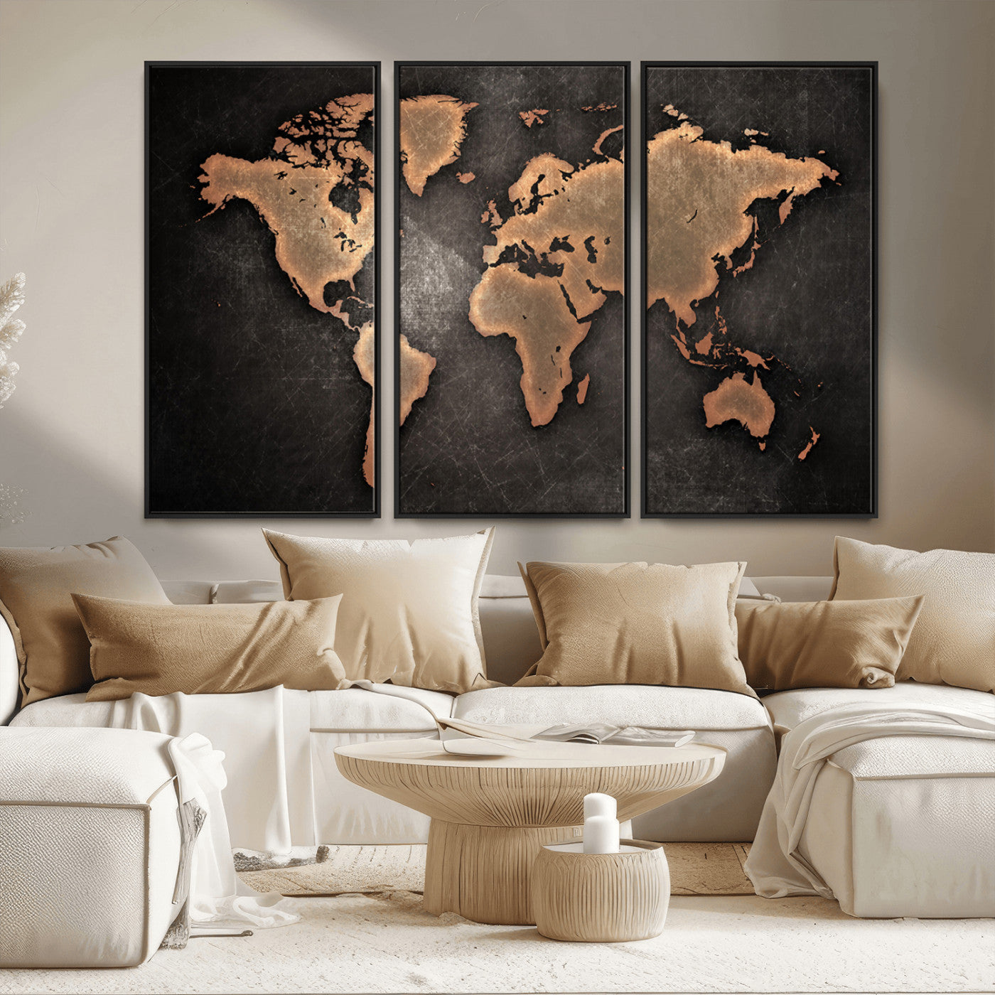 MGV-FC-48X32-3P - Push Pin World Map Canvas Print – Framed Wall Art for Couples to Track Their Travels – Anniversary