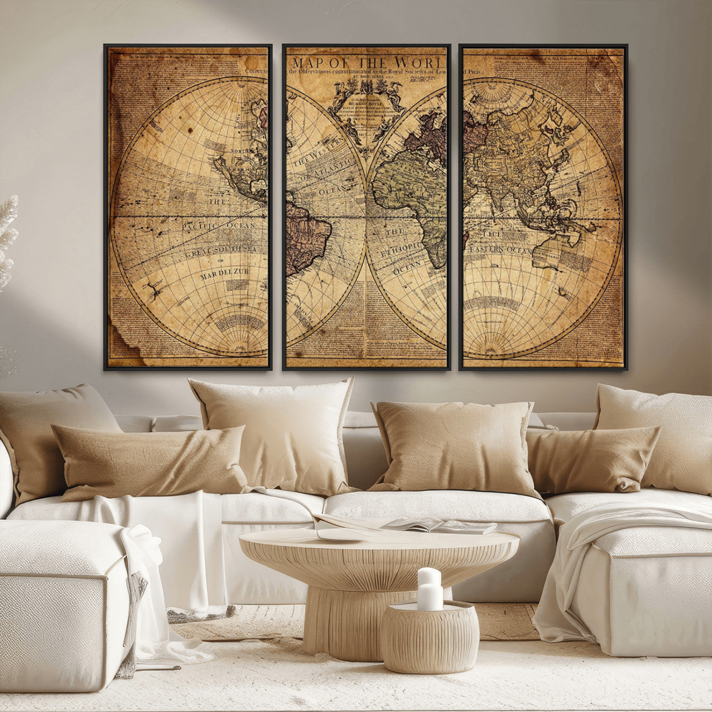 MGV-FC-48X32-3P - Push Pin World Map Canvas Print – Framed Wall Art for Couples to Track Their Travels – Anniversary