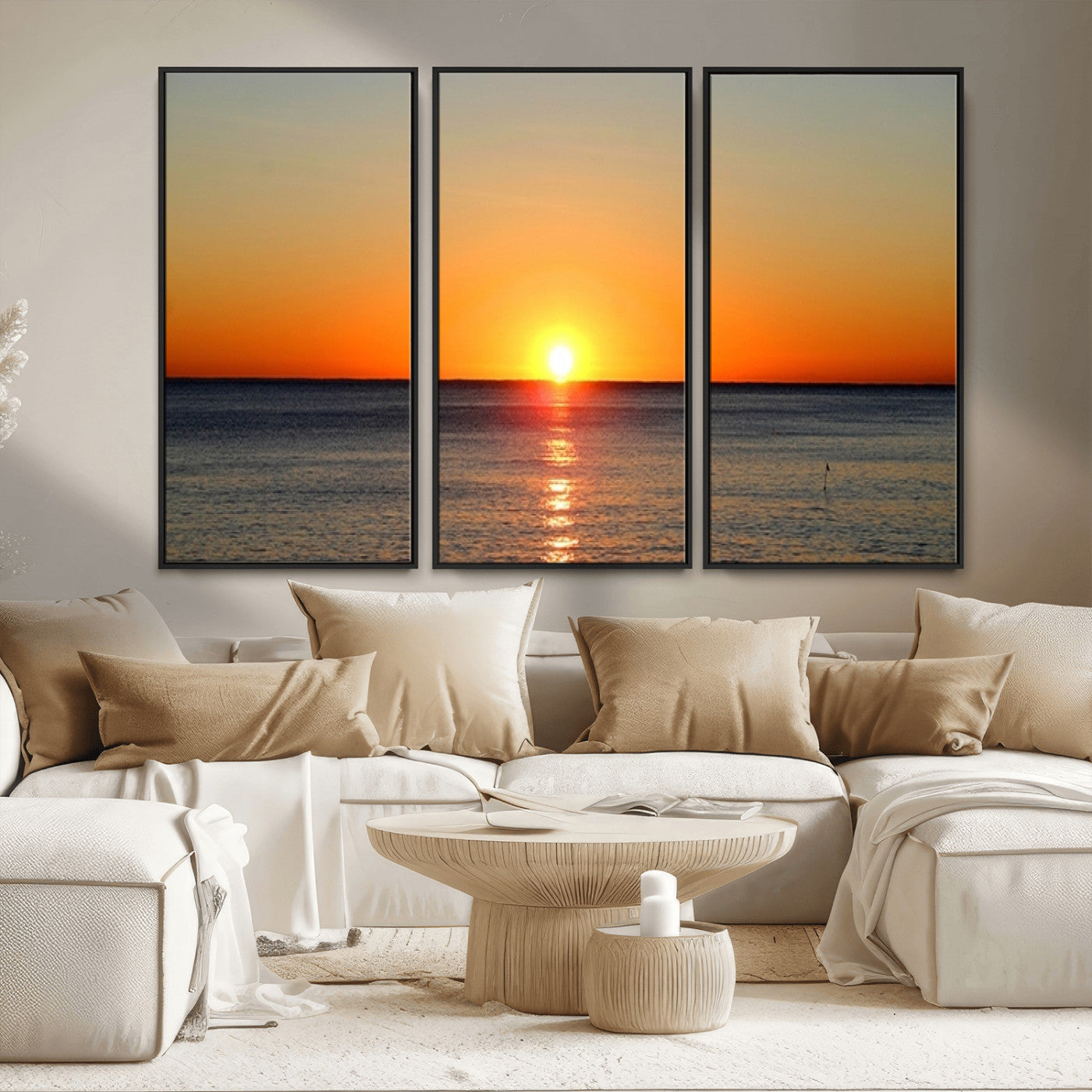 54676-MGV-CV-36X24-Golden Horizon Sunset Over Ocean Wall Art Canvas Print – Tropical Beach Canvas Wall Art – Giclee