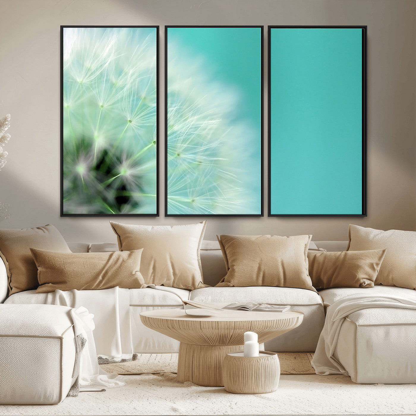MGV-FC-48X32-3P - DANDELION Flower Wall Art Canvas Print, Canvas Dandelion Floral Wall Art