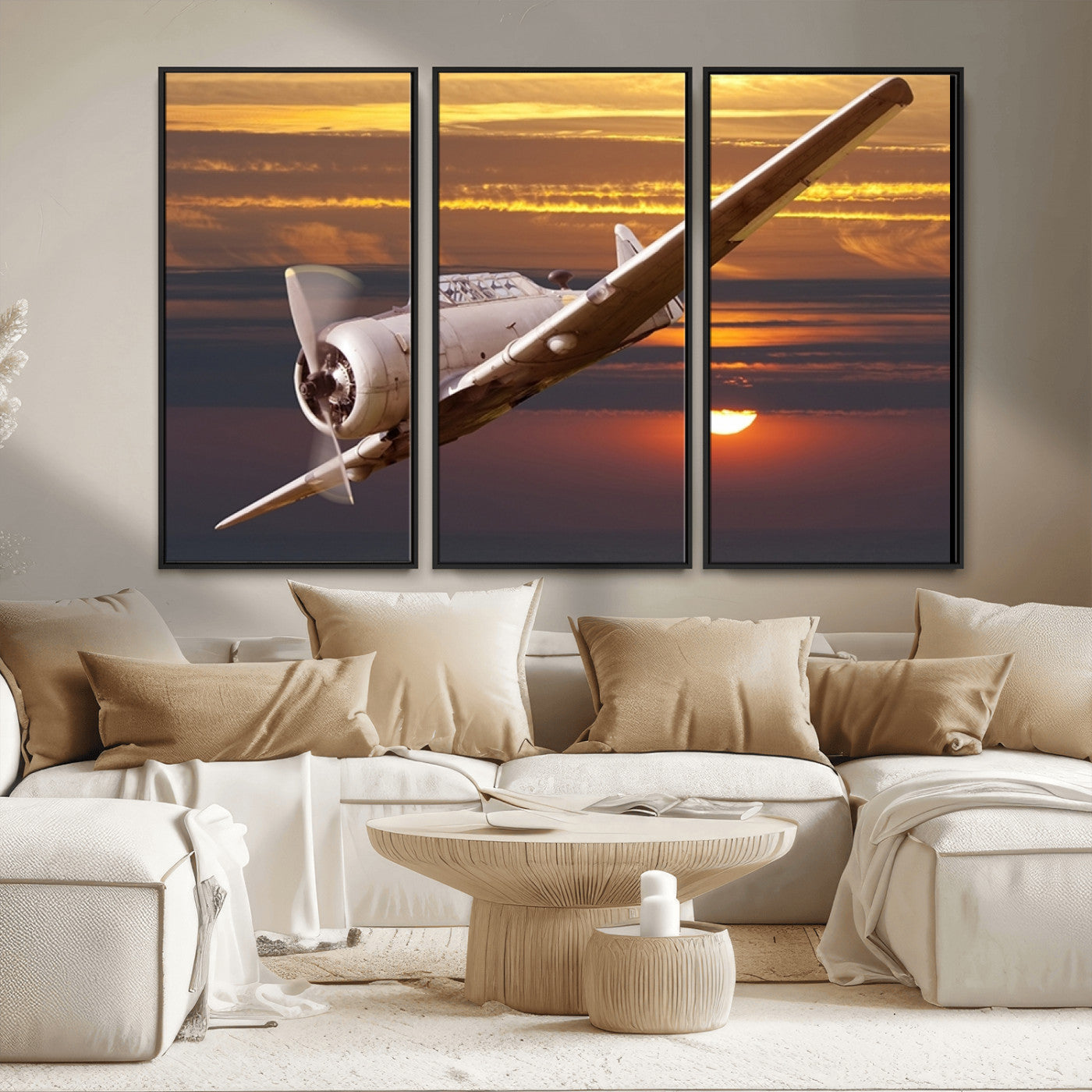 MGV-FC-48X32-3P - Old War Plane Wall Art Canvas Print