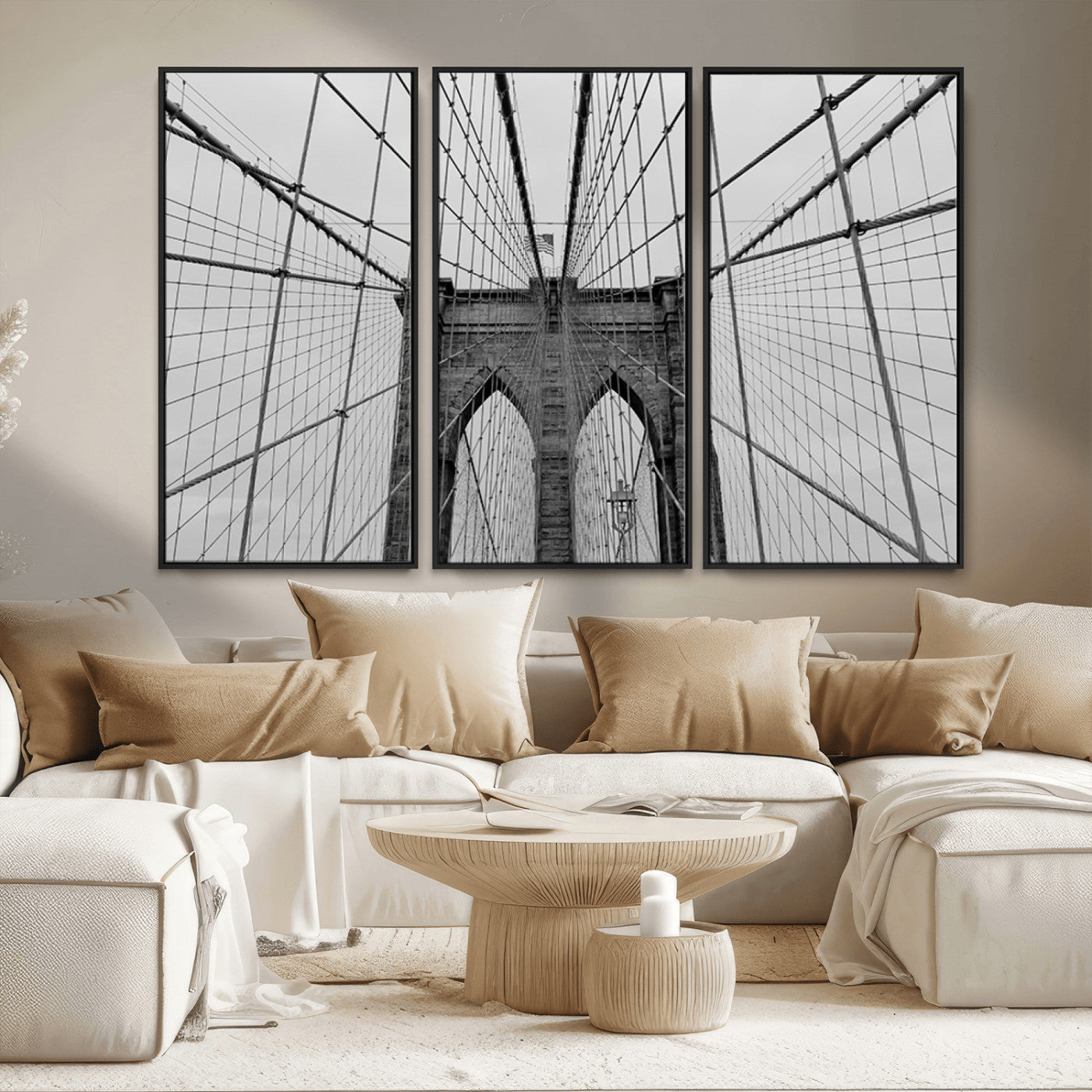 MGV-FC-48X32-3P - Large Brooklyn Bridge Wall Art Canvas Print