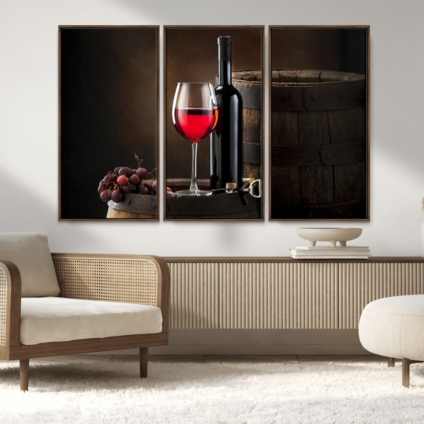 MGV-FC-48X32-3P - Red Wine and Bottle Canvas Print