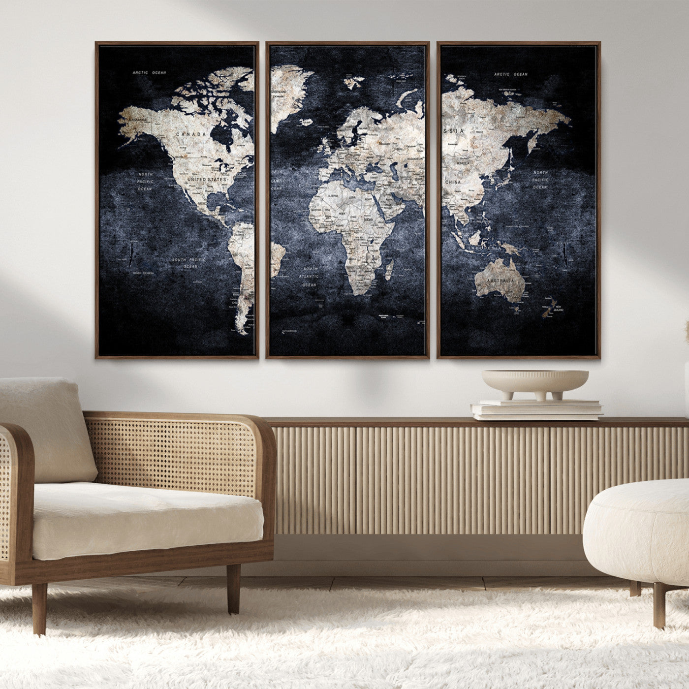 MGV-FC-48X32-3P - World Map Wall Art Canvas Print for Home and Office Decor
