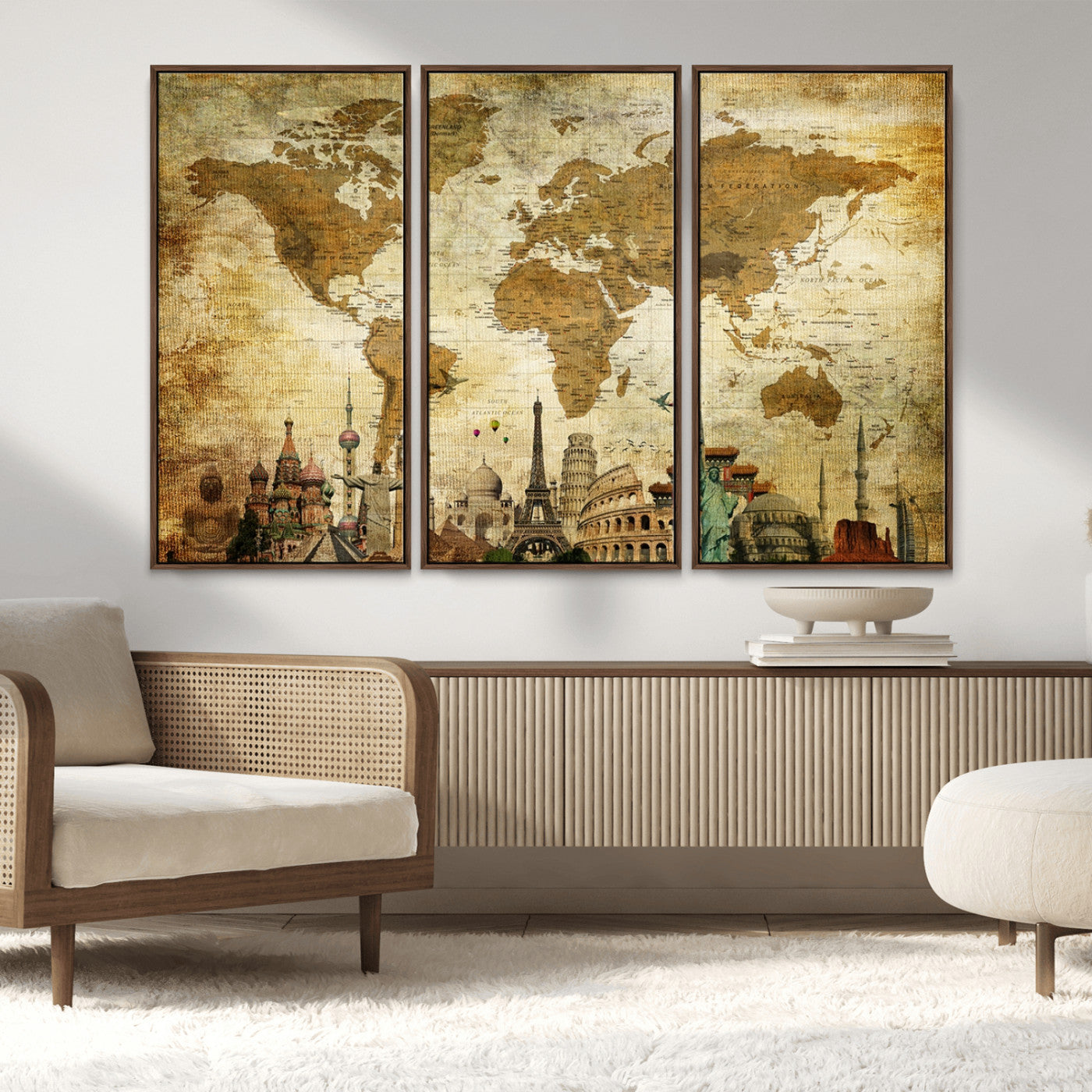 MGV-FC-48X32-3P - Push Pin World Map Canvas Print – Framed Wall Art for Couples to Track Their Travels – Anniversary