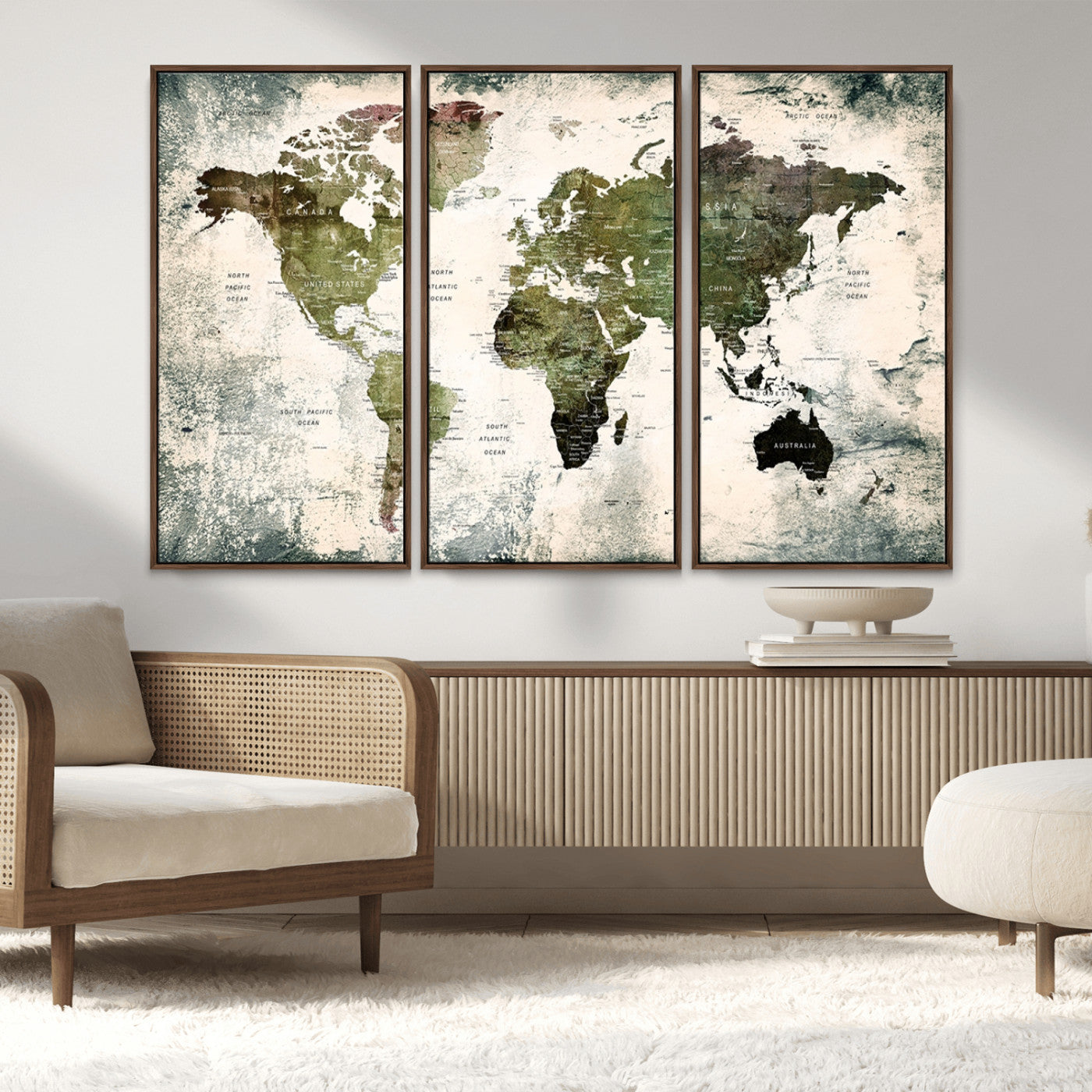 MGV-FC-48X32-3P - Push Pin World Map Canvas Print – Framed Wall Art for Couples to Track Their Travels – Anniversary