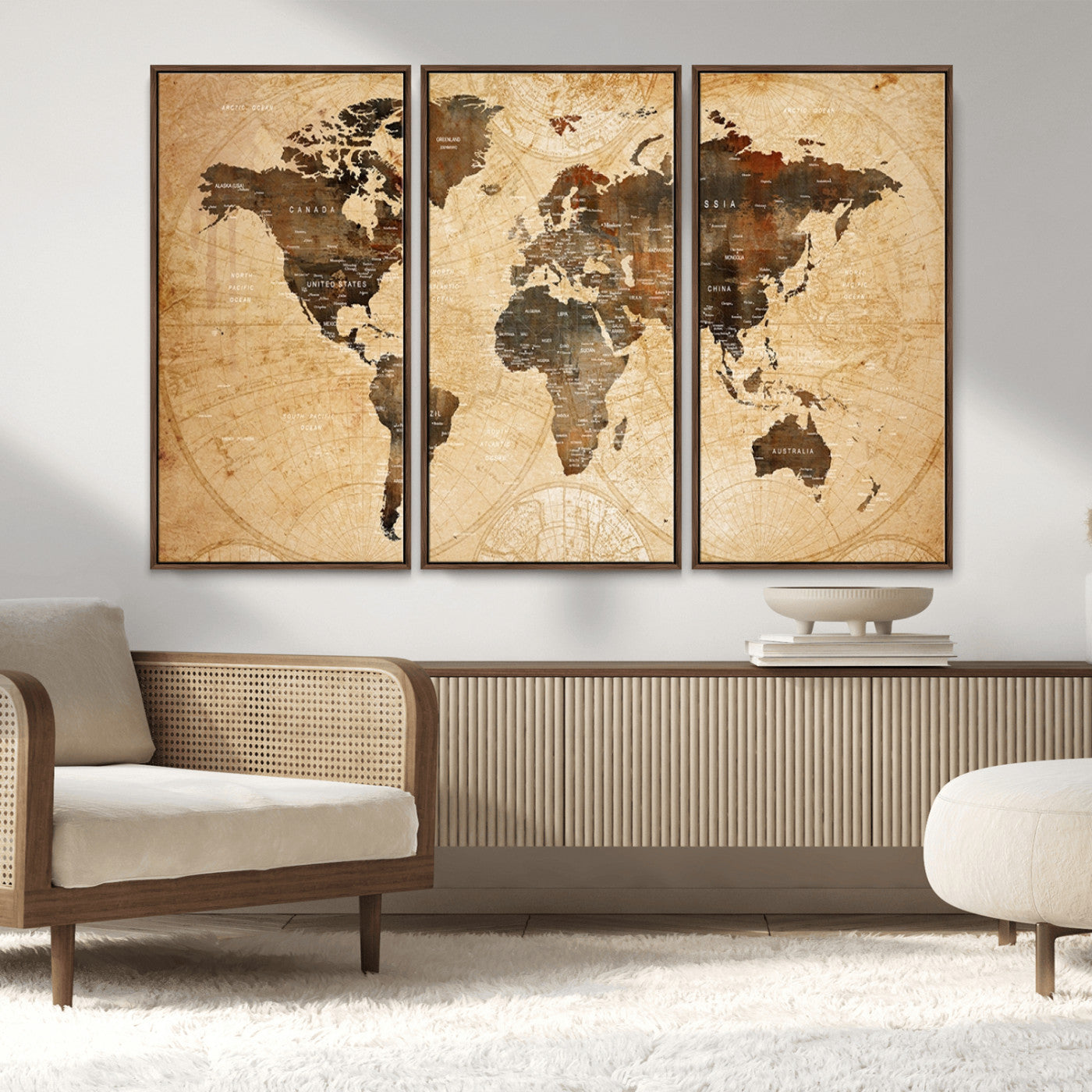 MGV-FC-48X32-3P - Push Pin World Map Canvas Print – Framed Wall Art for Couples to Track Their Travels – Anniversary