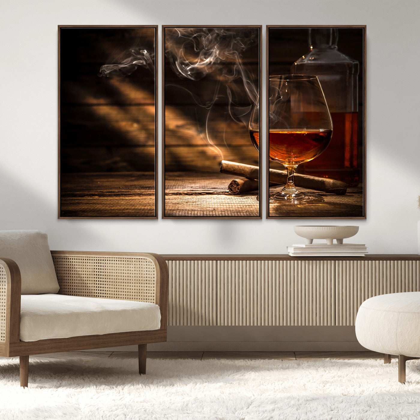 MGV-FC-48X32-3P - Whiskey and Cigar Wall Art Canvas Print