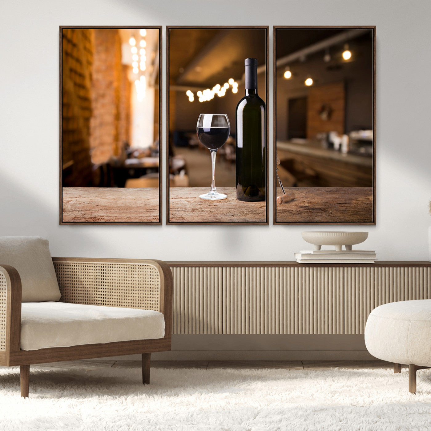 MGV-FC-48X32-3P - Wine and Bottle Wall Art Canvas Print
