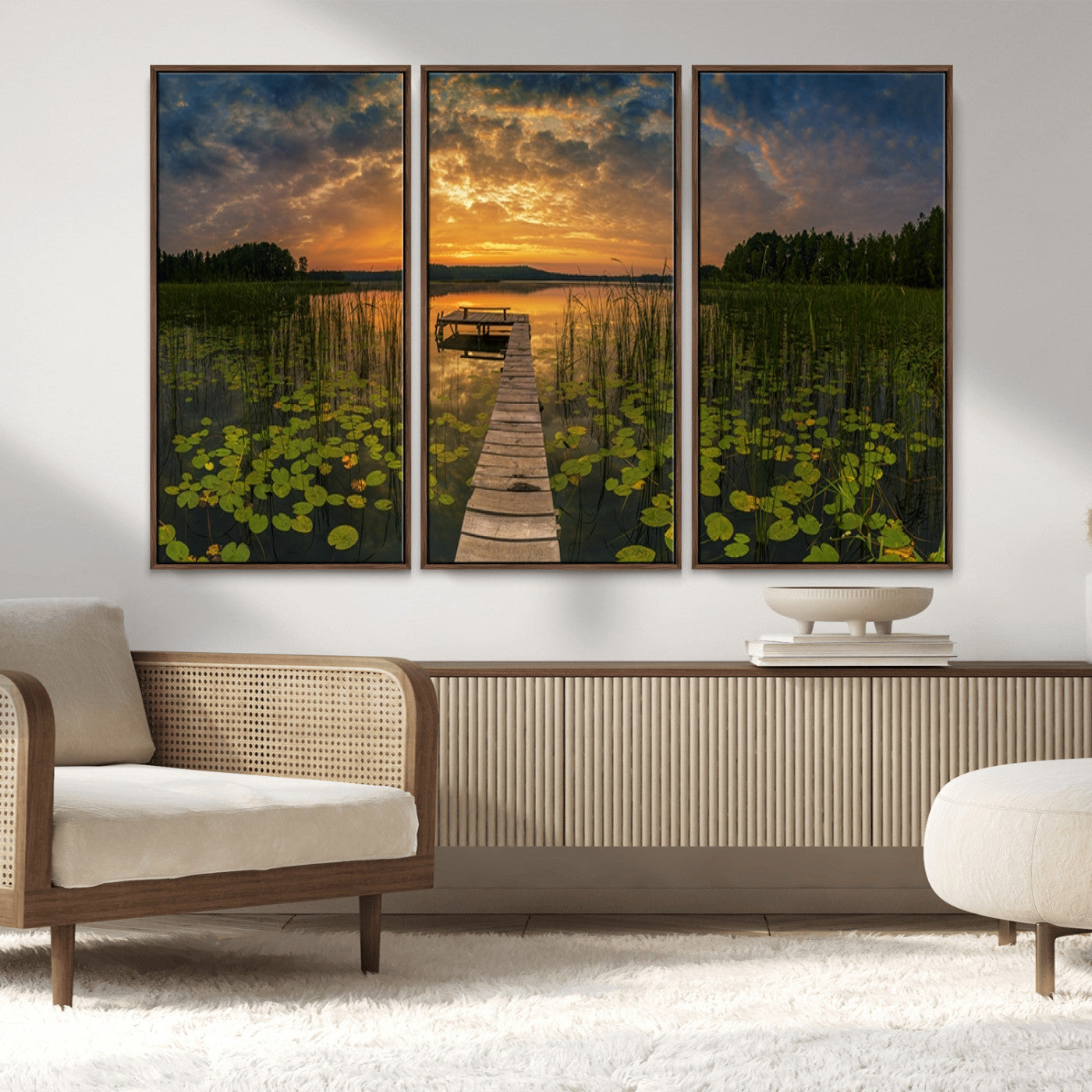 MGV-FC-48X32-3P - Lake and Flower Wall Art Canvas Print