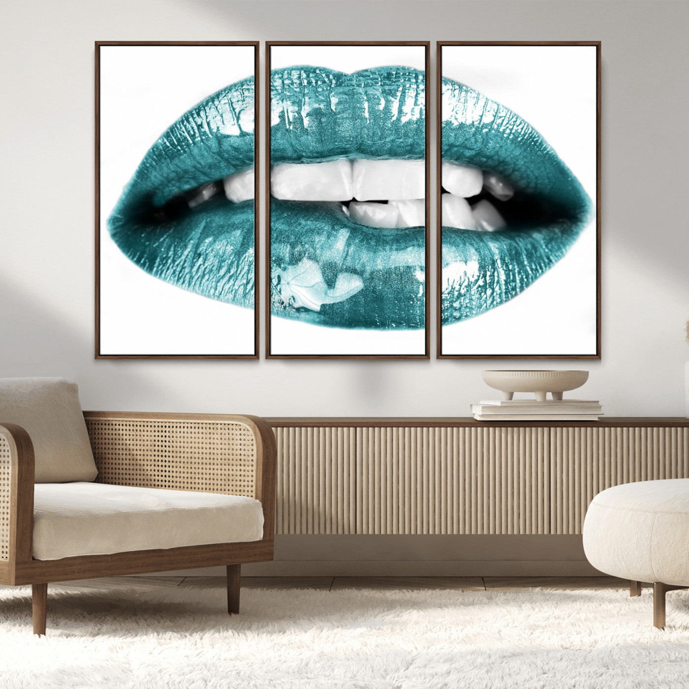 MGV-FC-48X32-3P - Blue Lips Wall Art Canvas Print