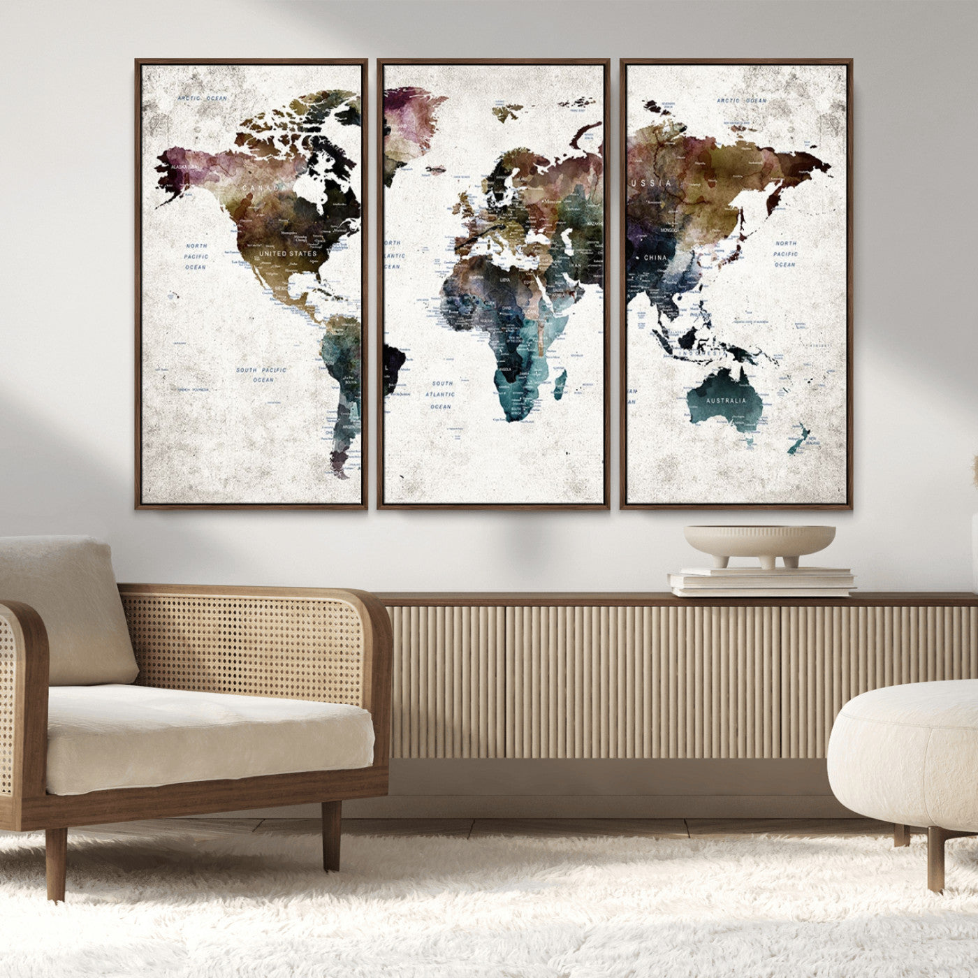 MGV-FC-48X32-3P - Push Pin World Map Canvas Print – Framed Wall Art for Couples to Track Their Travels – Anniversary