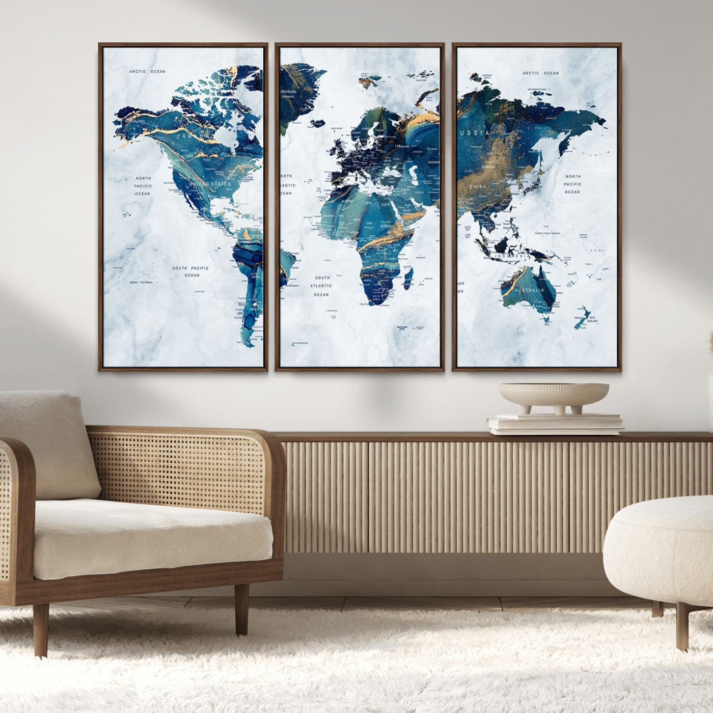 MGV-FC-48X32-3P - Push Pin World Map Canvas Print – Framed Wall Art for Couples to Track Their Travels – Anniversary