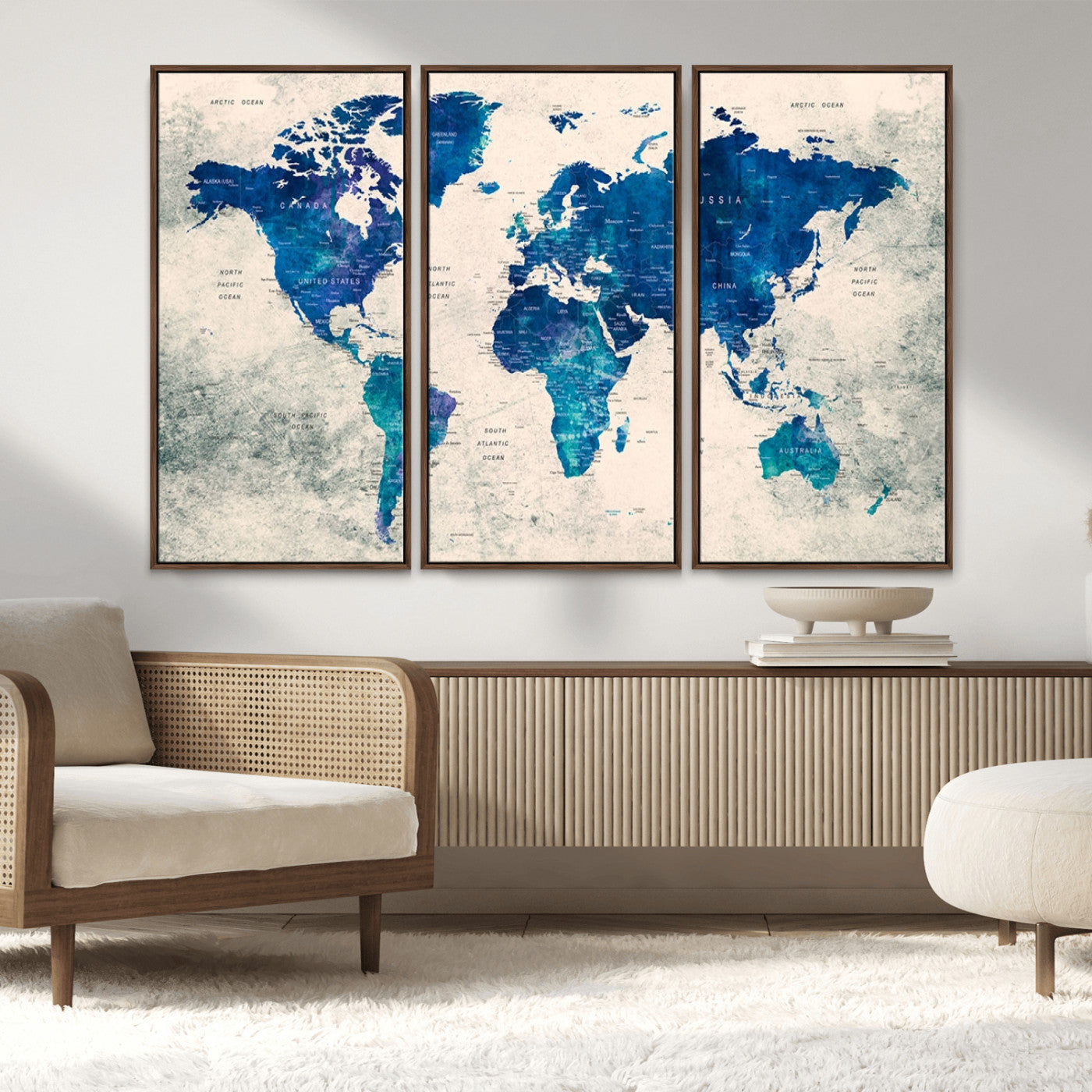 MGV-FC-48X32-3P - Push Pin World Map Canvas Print – Framed Wall Art for Couples to Track Their Travels – Anniversary