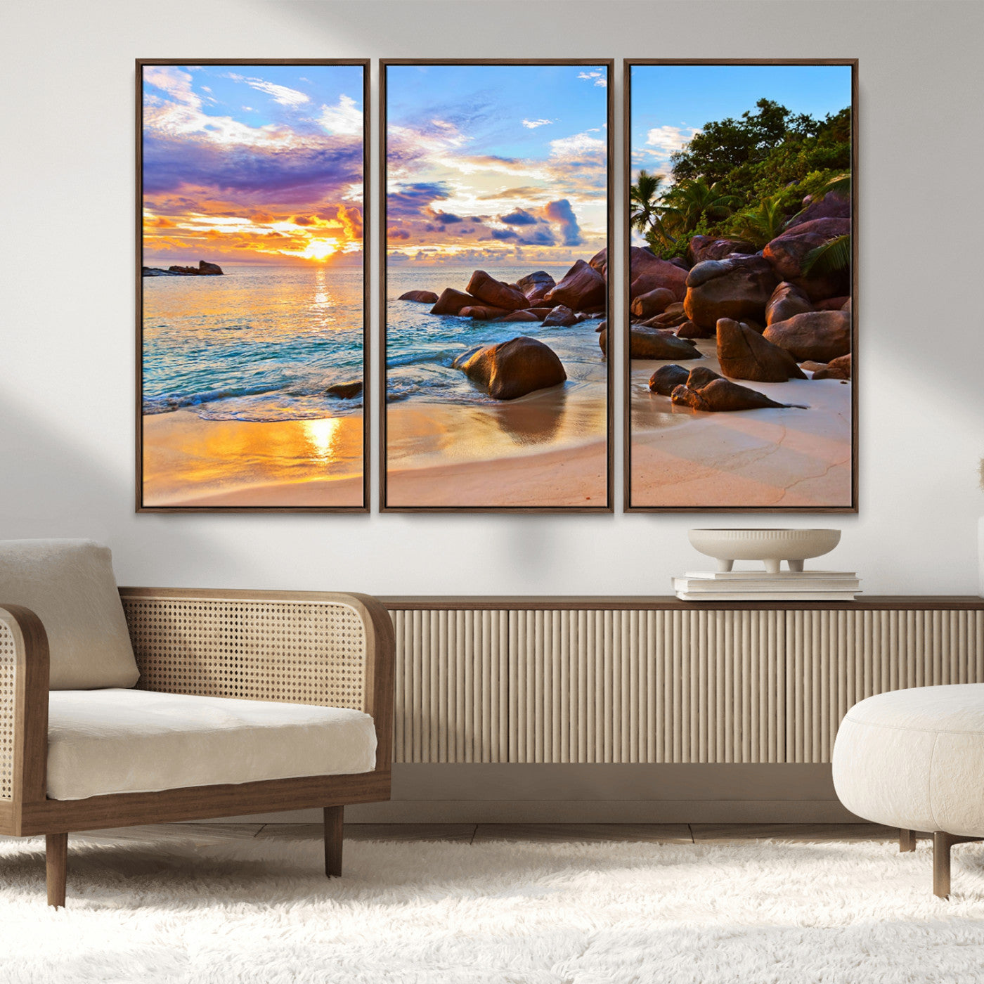 MGV-FC-48X32-3P - Tropical Island Beach Sunset Canvas Print