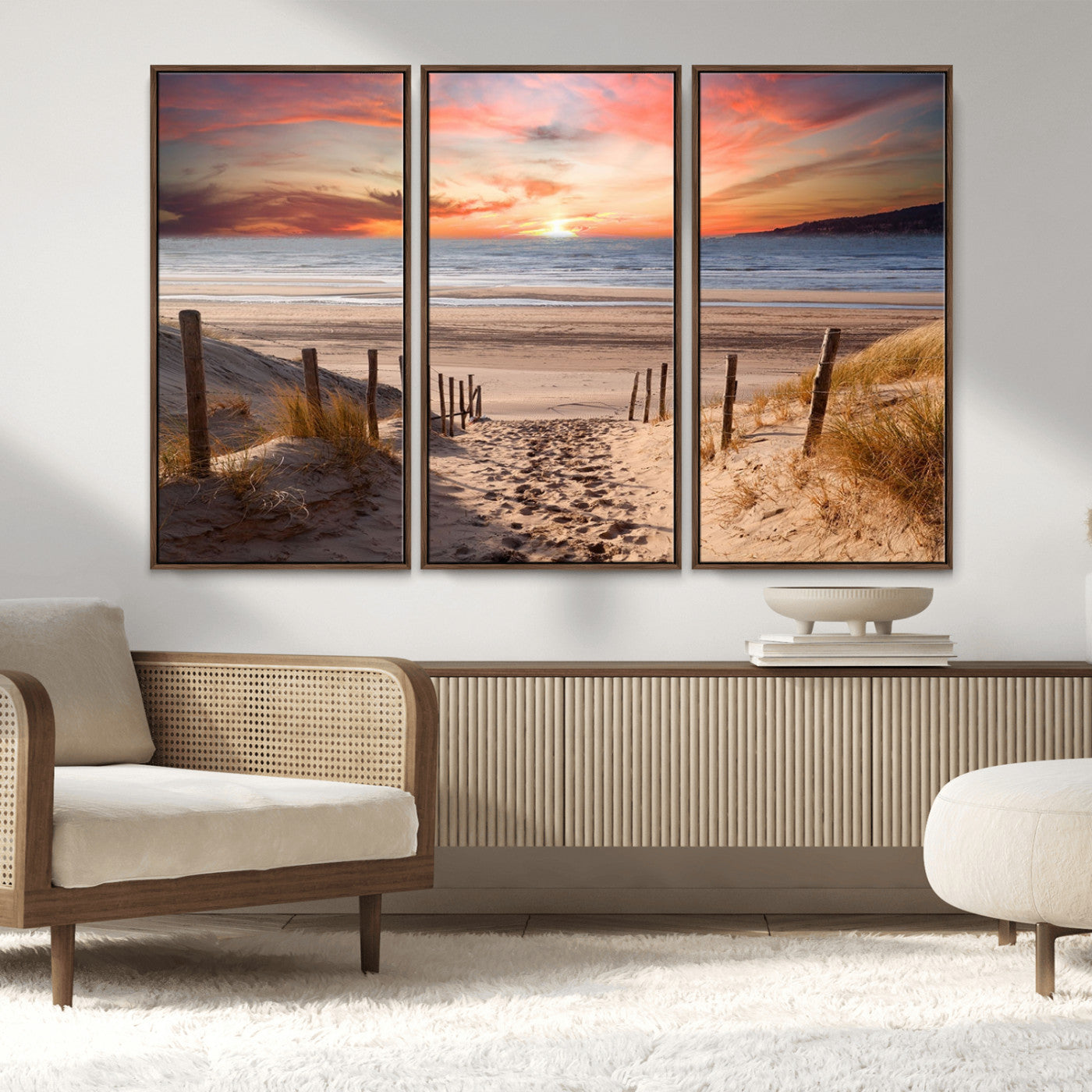MGV-FC-48X32-3P - Sunset on the Sea Wall Art Canvas Print