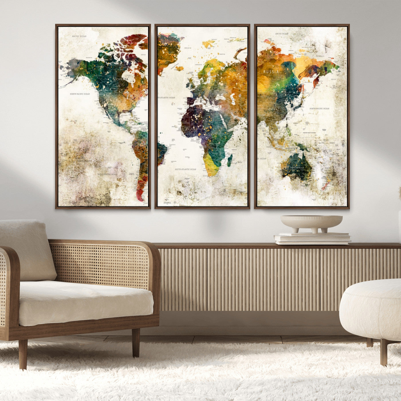 MGV-FC-48X32-3P - Push Pin World Map Canvas Print – Framed Wall Art for Couples to Track Their Travels – Anniversary