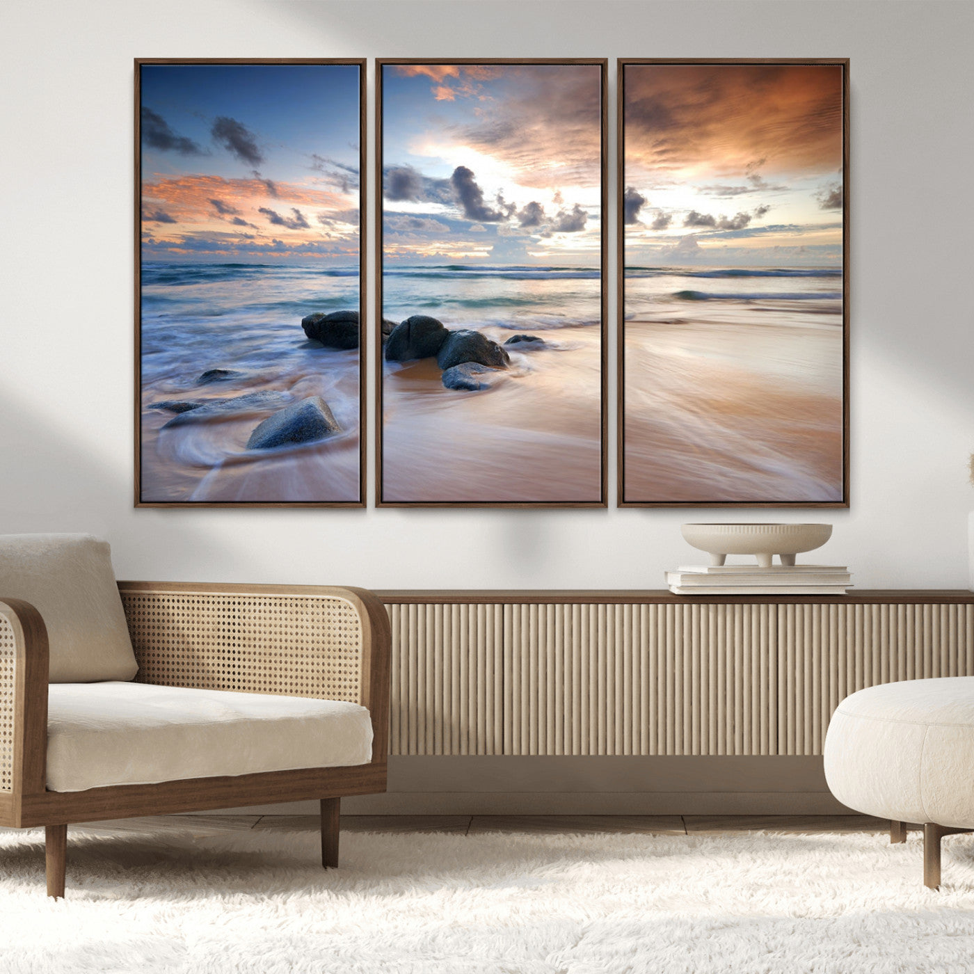 MGV-FC-48X32-3P - Serene Weather On The Beach Wall Art Canvas Print