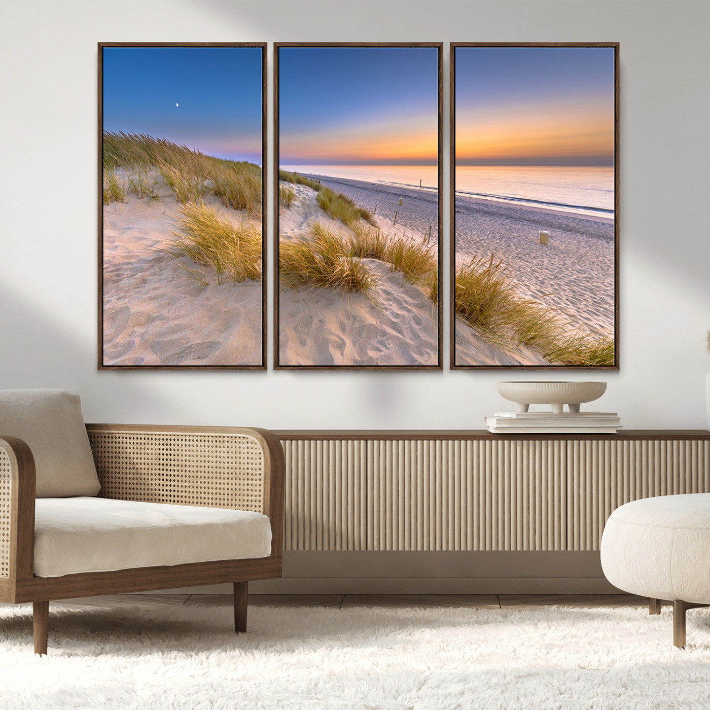 79397-MGV-FC-48X32-3P_Walnut-Sunrise On The Beach Wall Art Canvas Print