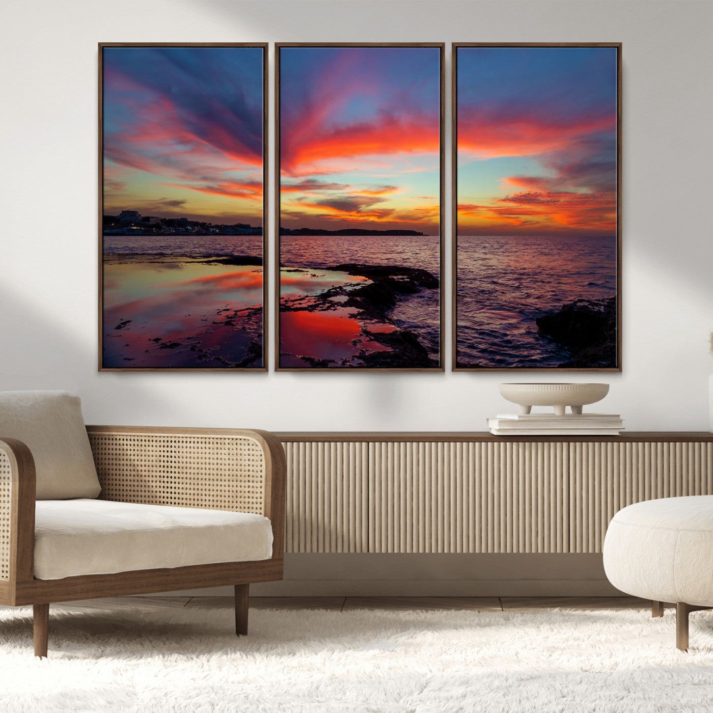 MGV-FC-48X32-3P - Glorious Sunset on The Beach Wall Art Canvas Print
