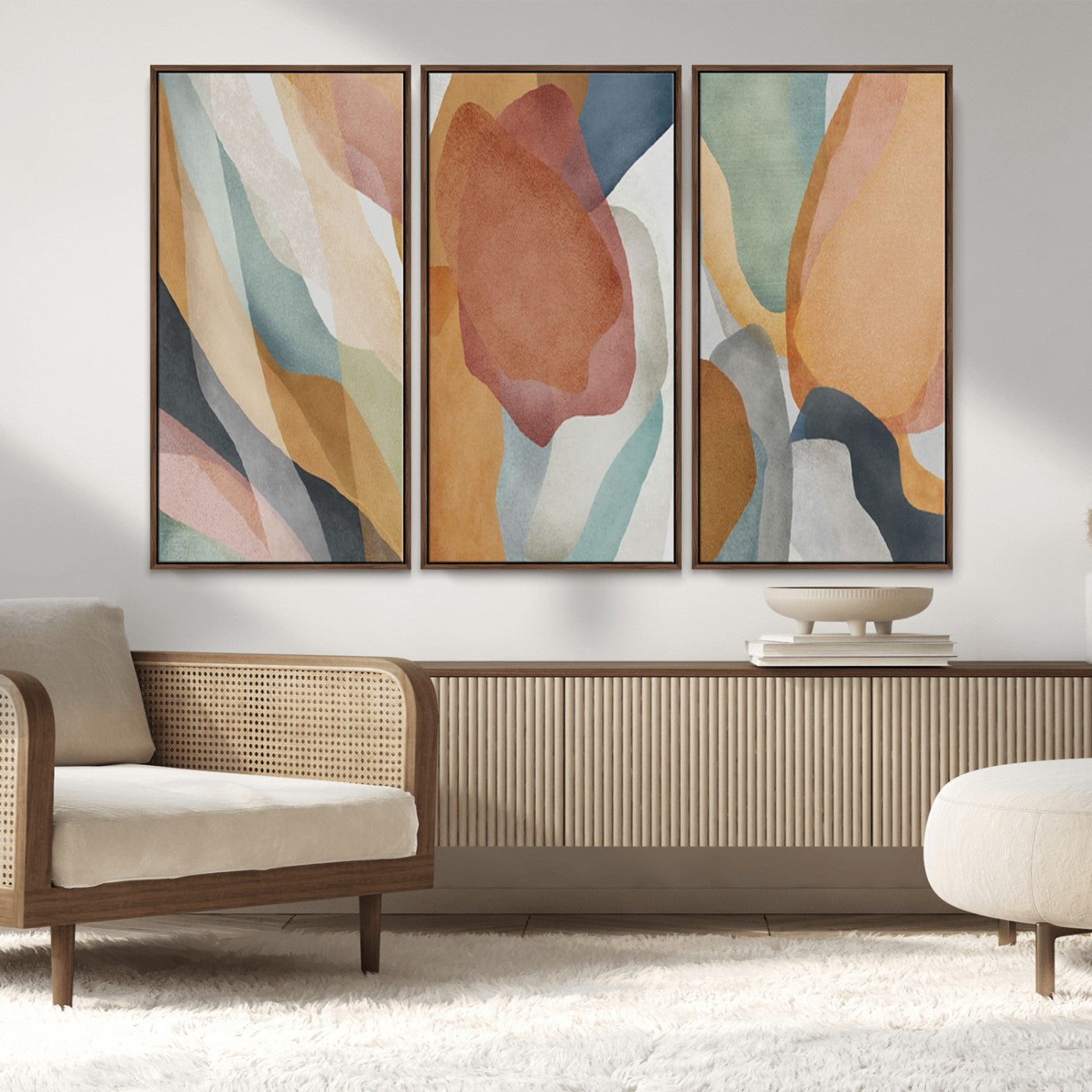 MGV-FC-48X32-3P - Boho Wall Art Canvas Print Set, Watercolor Boho Wall Art Canvas