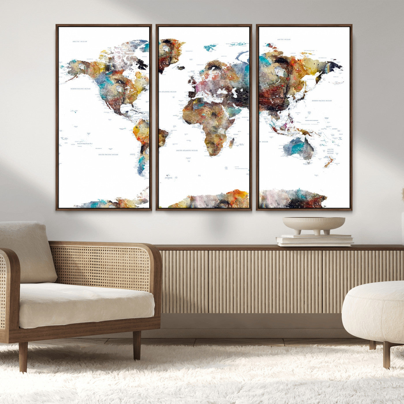 MGV-FC-48X32-3P - Push Pin World Map Canvas Print – Framed Wall Art for Couples to Track Their Travels – Anniversary