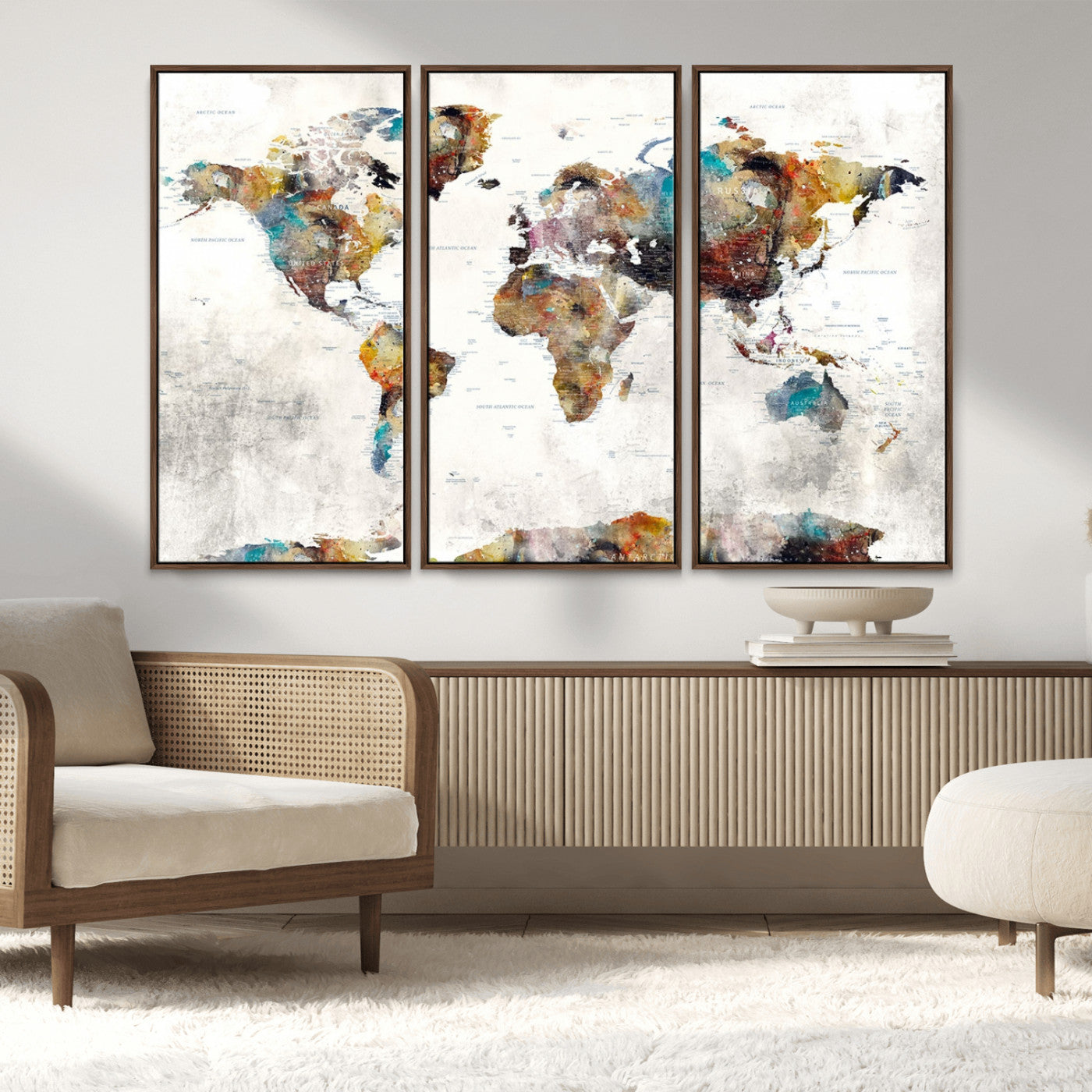 MGV-FC-48X32-3P - Push Pin World Map Canvas Print – Framed Wall Art for Couples to Track Their Travels – Anniversary