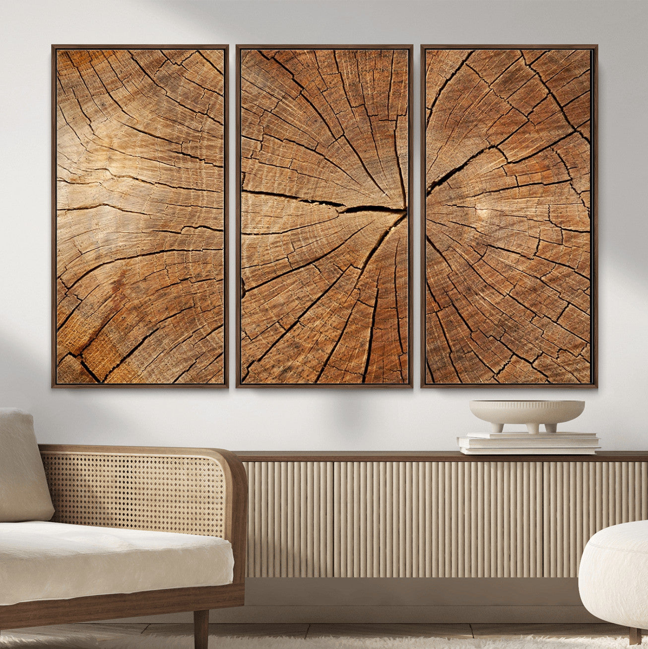 61710-MGV-CV-36X24 - Tree Ring Canvas Art, Rustic Wood Grain Wall Art, Tree Slice Decor for Modern Homes, Giclee