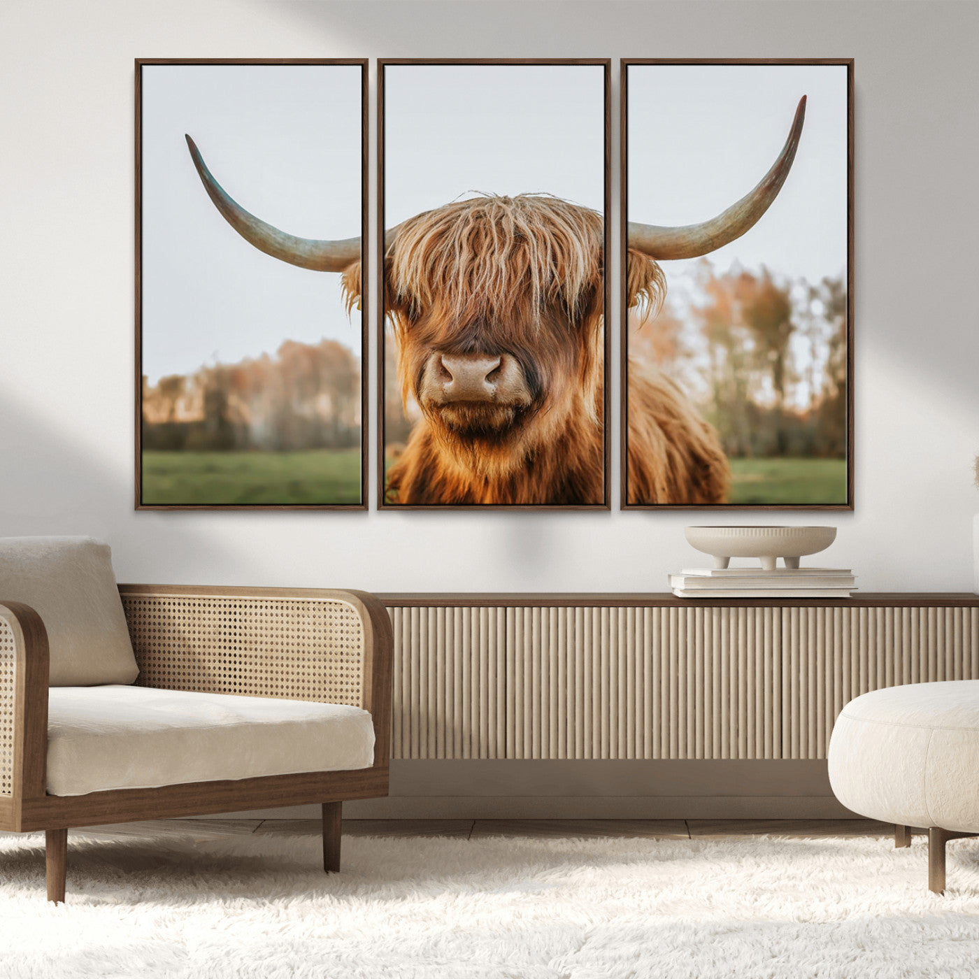 MGV-FC-48X32-3P - Highland Cow Animal Scottish Cattle Art Print Farmhouse Wall Art Canvas Print