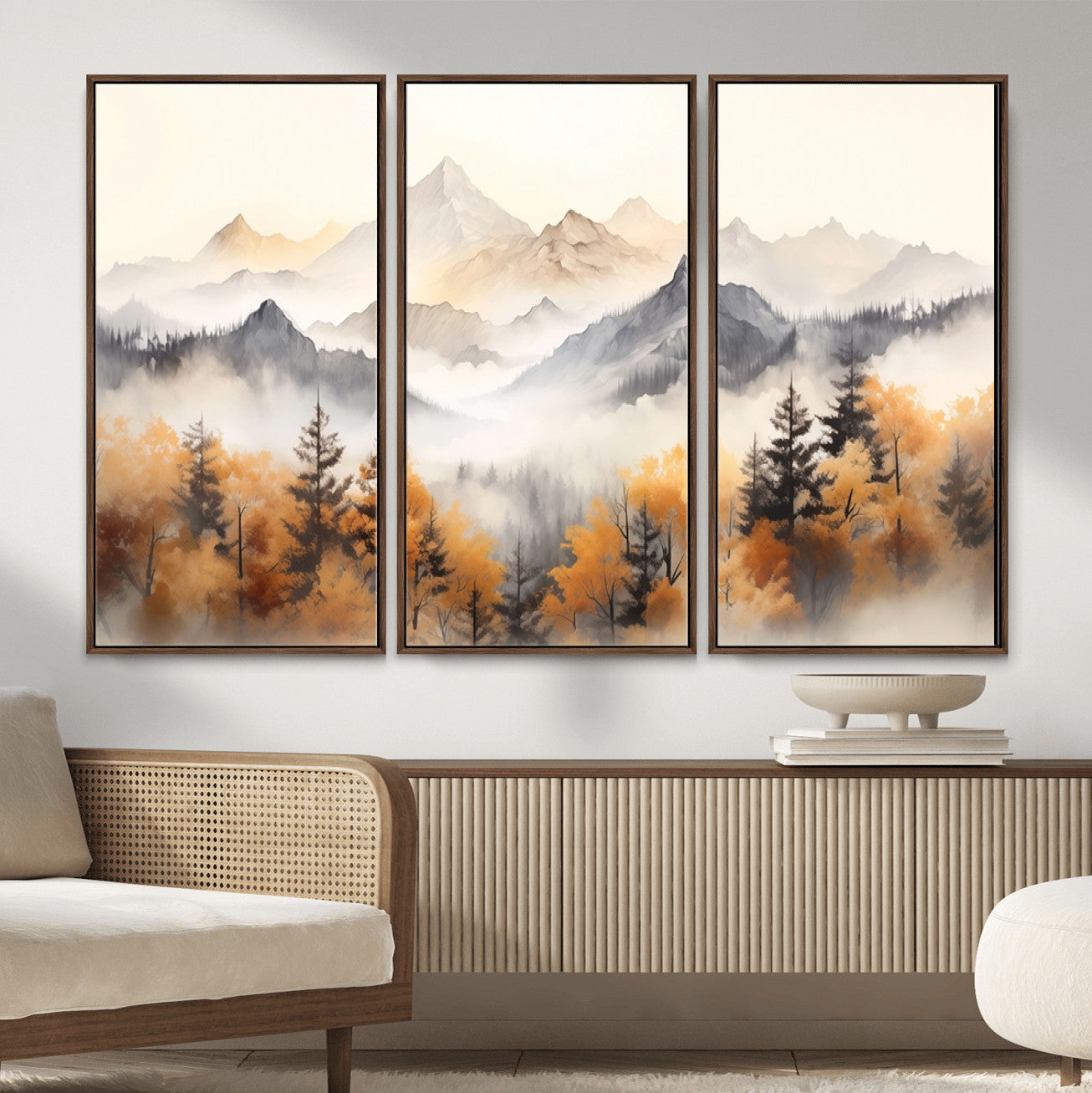 70049-MGV-CV-36X24 - Abstract Mountain Wall Art | Misty Mountain Forest and Mountains Canvas Print for Living Room,