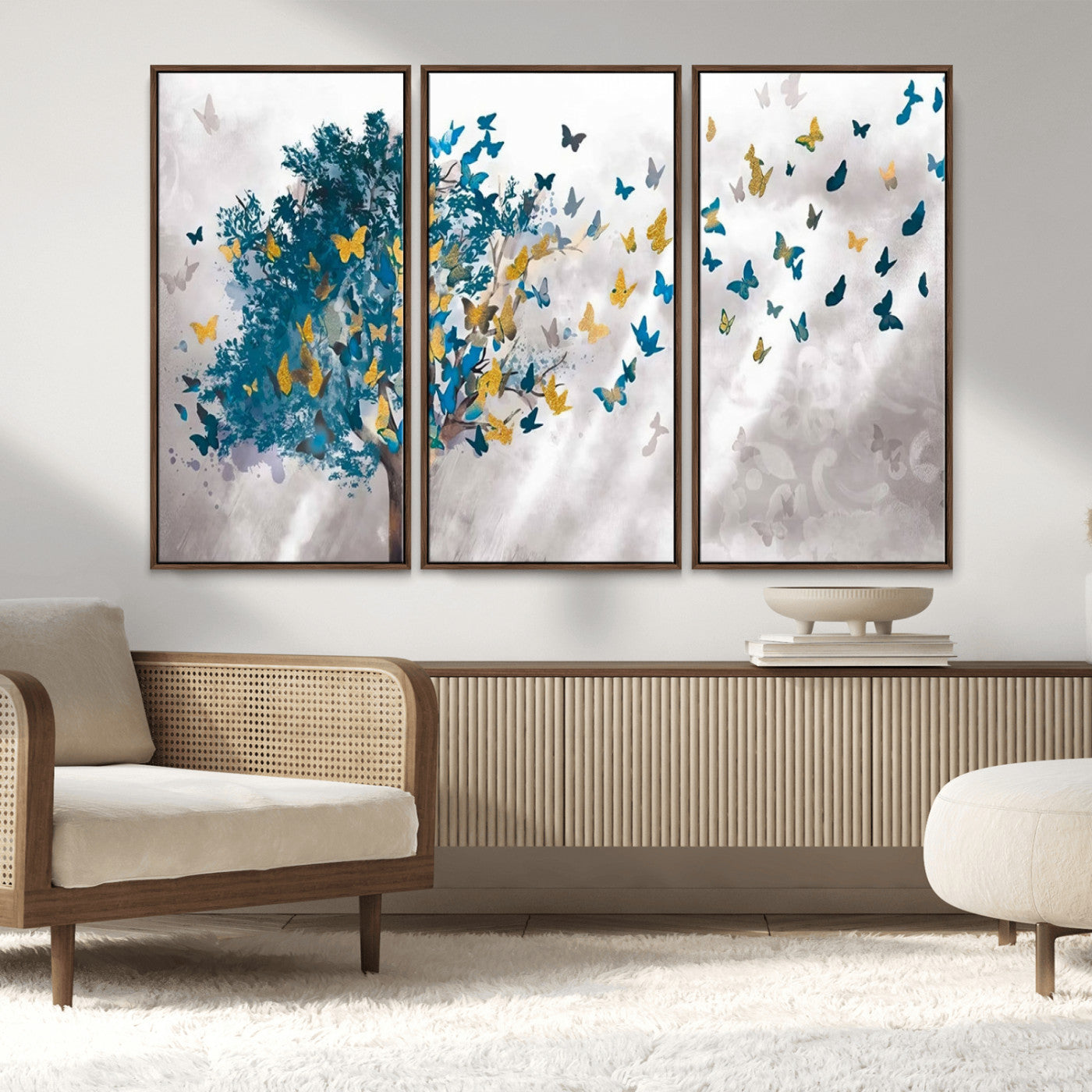 MGV-FC-48X32-3P - Tree Butterfly Abstract Tree and Butterfly Wall Art Canvas Print