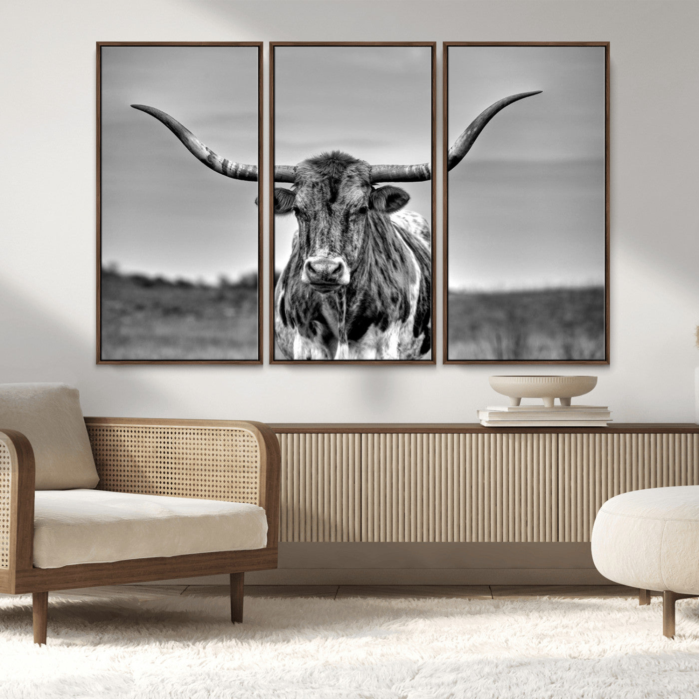 MGV-FC-48X32-3P - Texas Longhorn Cpw Wall Art, Texas Longhorn Canvas, Cattle Canvas Print