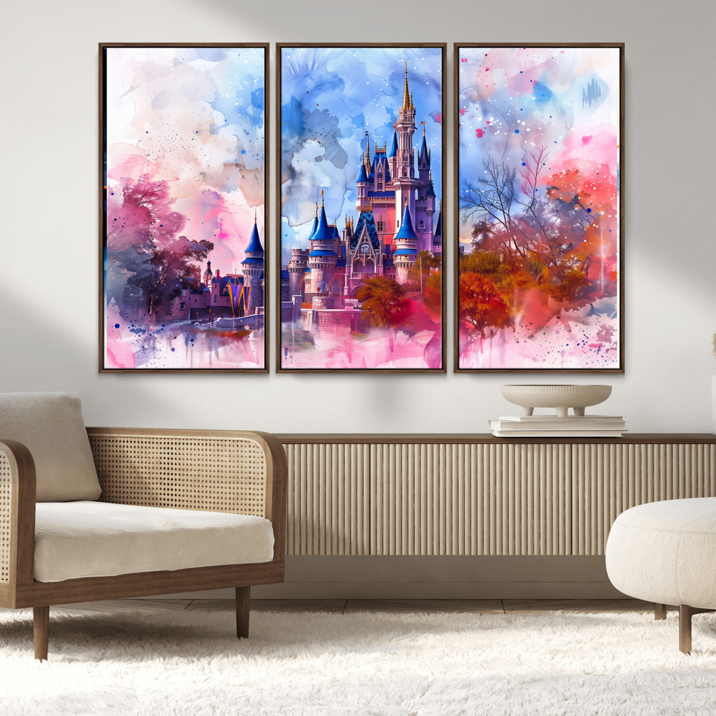 MGV-FC-48X32-3P - Disney Wall Art: Dreamy Watercolor Cinderella Castle Canvas Print