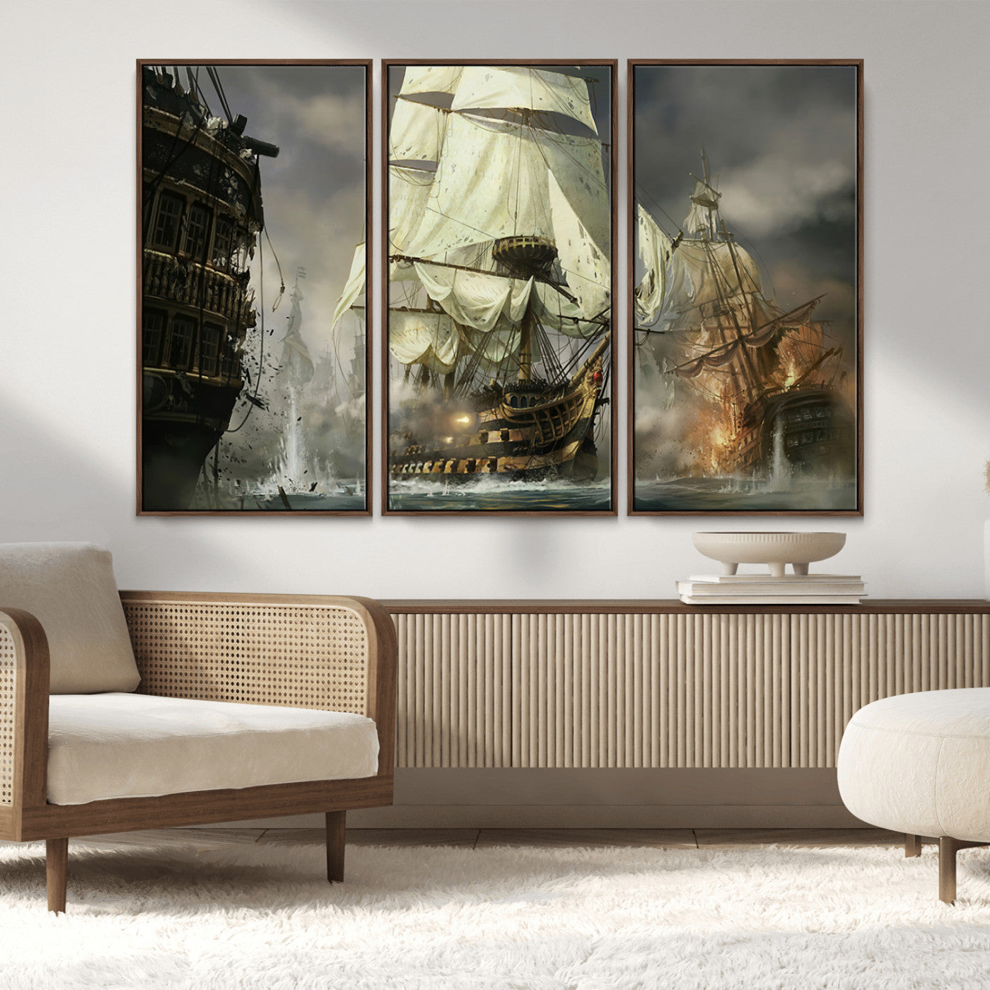 MGV-FC-48X32-3P - Pirate Ship War Wall Art Canvas Print