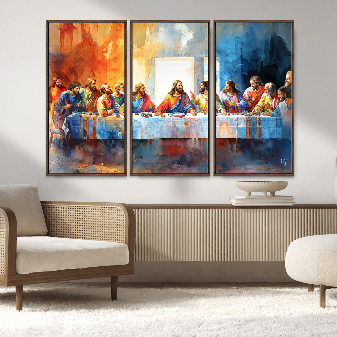 MGV-FC-48X32-3P - Abstract Waterolor The Last Supper Wall Art