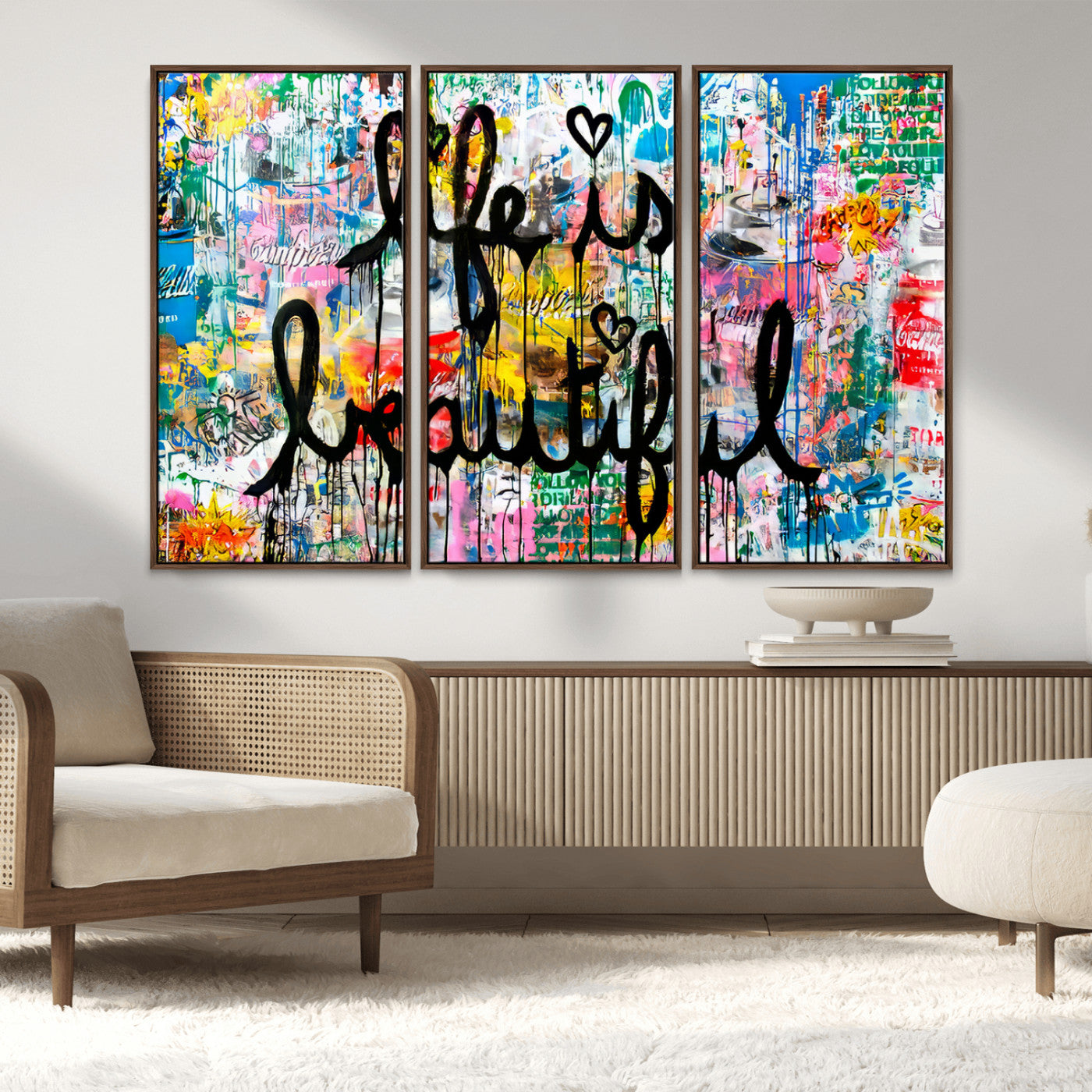 MGV-FC-48X32-3P - Life Beautiful Wall Art Canvas Print | Graffiti Wall Art Canvas Print