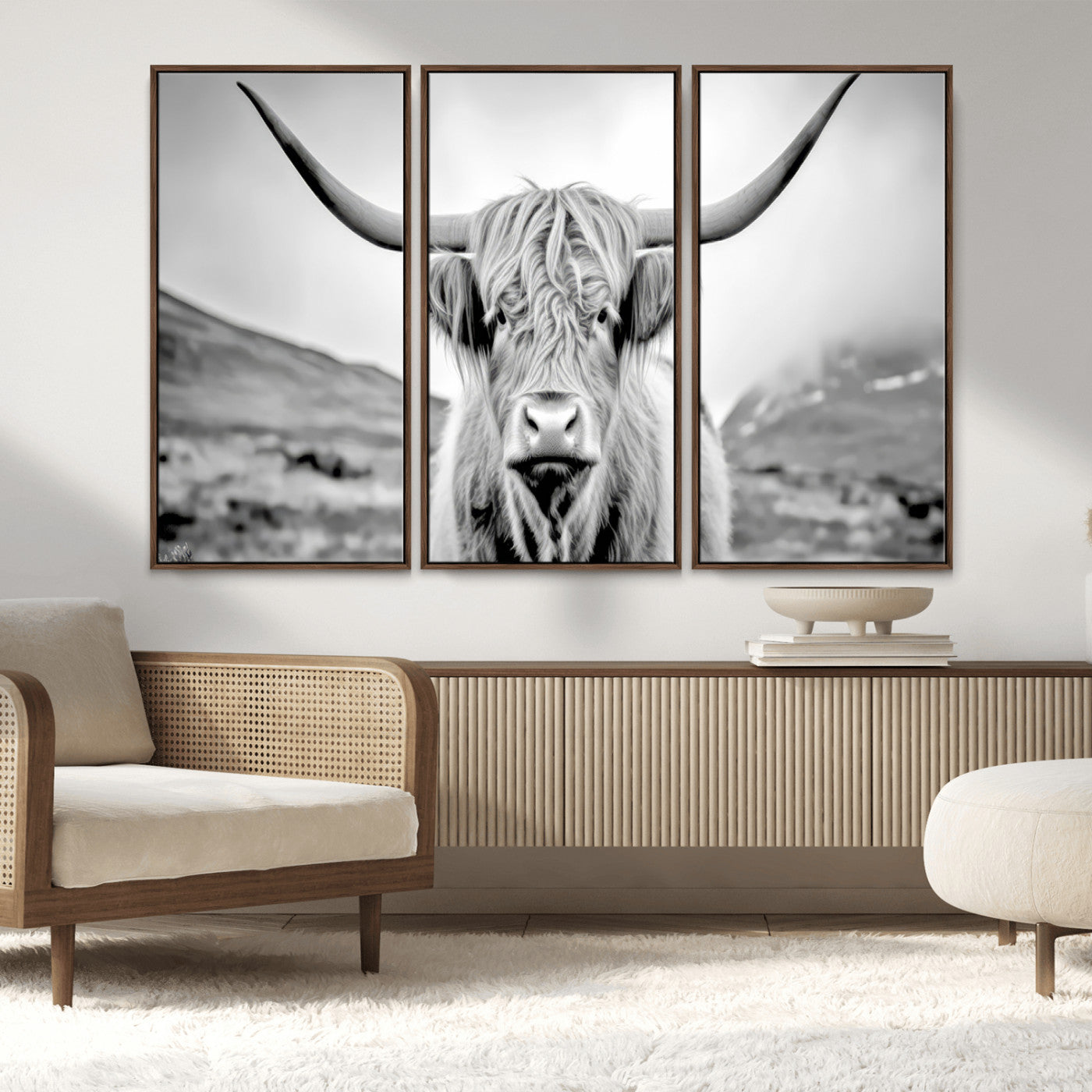 MGV-FC-48X32-3P - Scottish Cow Wall Art Canvas Print