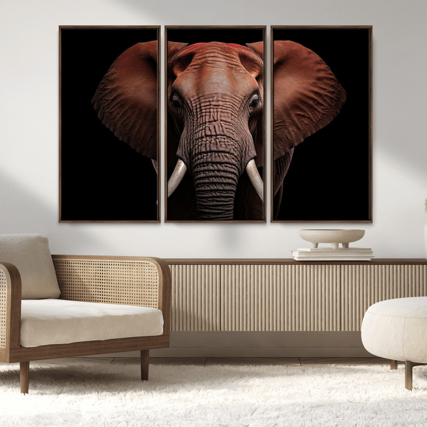 -Wild Elephant Wall Art Canvas Print, Africa Savannah Wild Animal Wall Decor Print