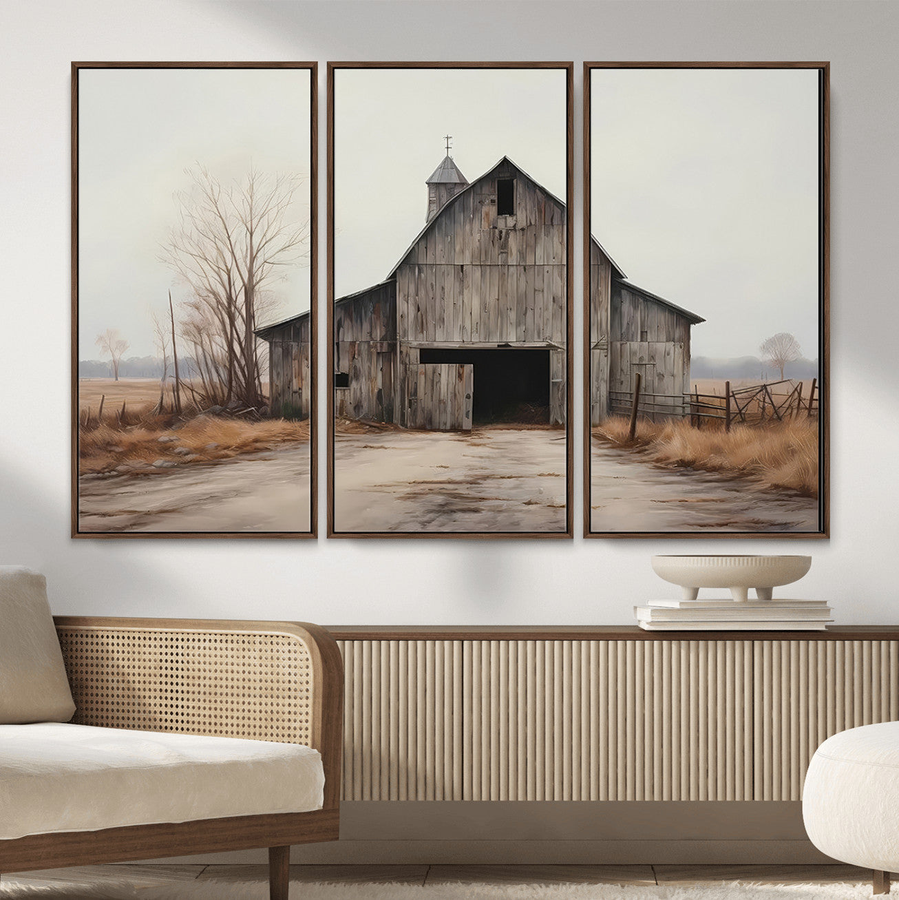 11602-MGV-CV-36X24 - Farmhouse Rustic Barn Wall Art Canvas Print – Framed and Ready to Hang – Perfect Addition to
