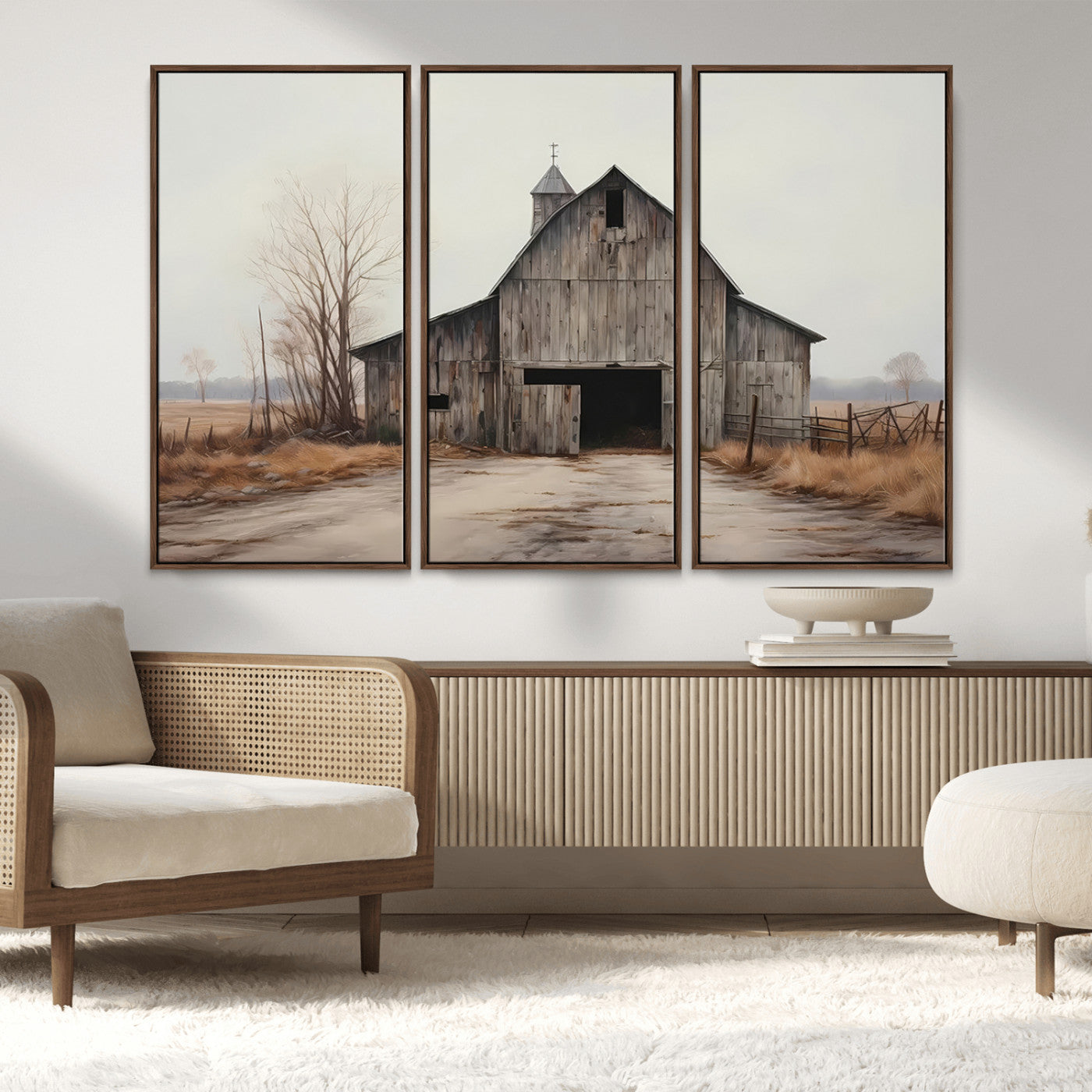 MGV-FC-48X32-3P - Farmhouse Rustic Barn Wall Art Canvas Print – Framed and Ready to Hang – Perfect Addition to Farmhouse Wall Décor