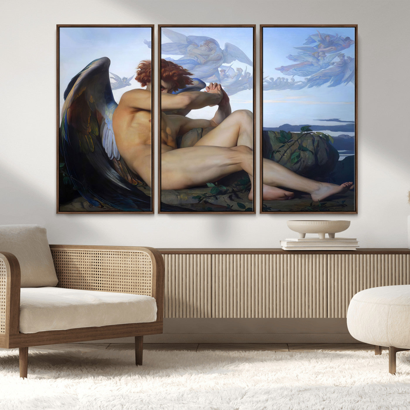 94220-MGV-FC-48X32-3P_Walnut-Fallen Angel Wall Art Canvas Print – Classic Art, Framed, Ready to Hang - Alexandre Cabanel