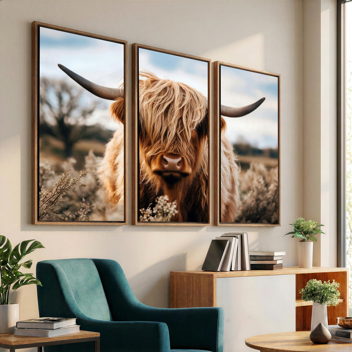 55903-_Poster-30x20 - Scottish Cow Longhorn Wall Art Canvas Print