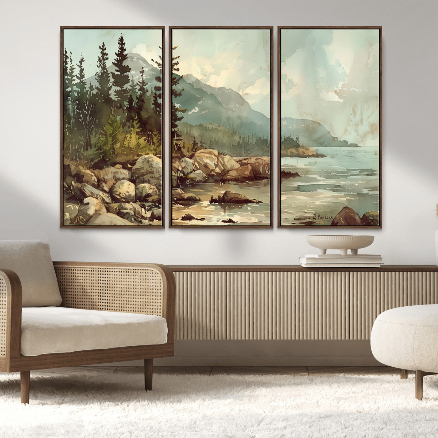 MGV-FC-48X32-3P - Abstract Acadia National Park Wall Art Canvas Print - Stunning 3-Panel Wall Art Canvas Print, Framed, Ready to Hang