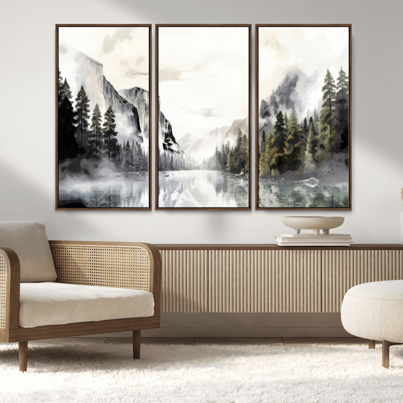 MGV-FC-48X32-3P - Yosemite Valley Wall Art Canvas Print – Framed and Ready to Hang – Majestic Nature Landscape Décor