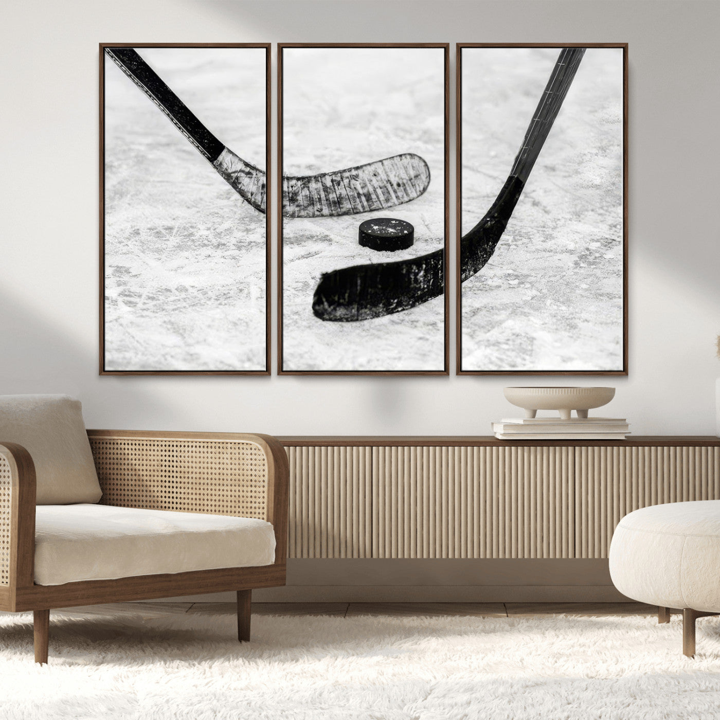 MGV-FC-48X32-3P - Winter Ice Hockey Sport Canvas Wall Art Print - Hockey Wall Art Print