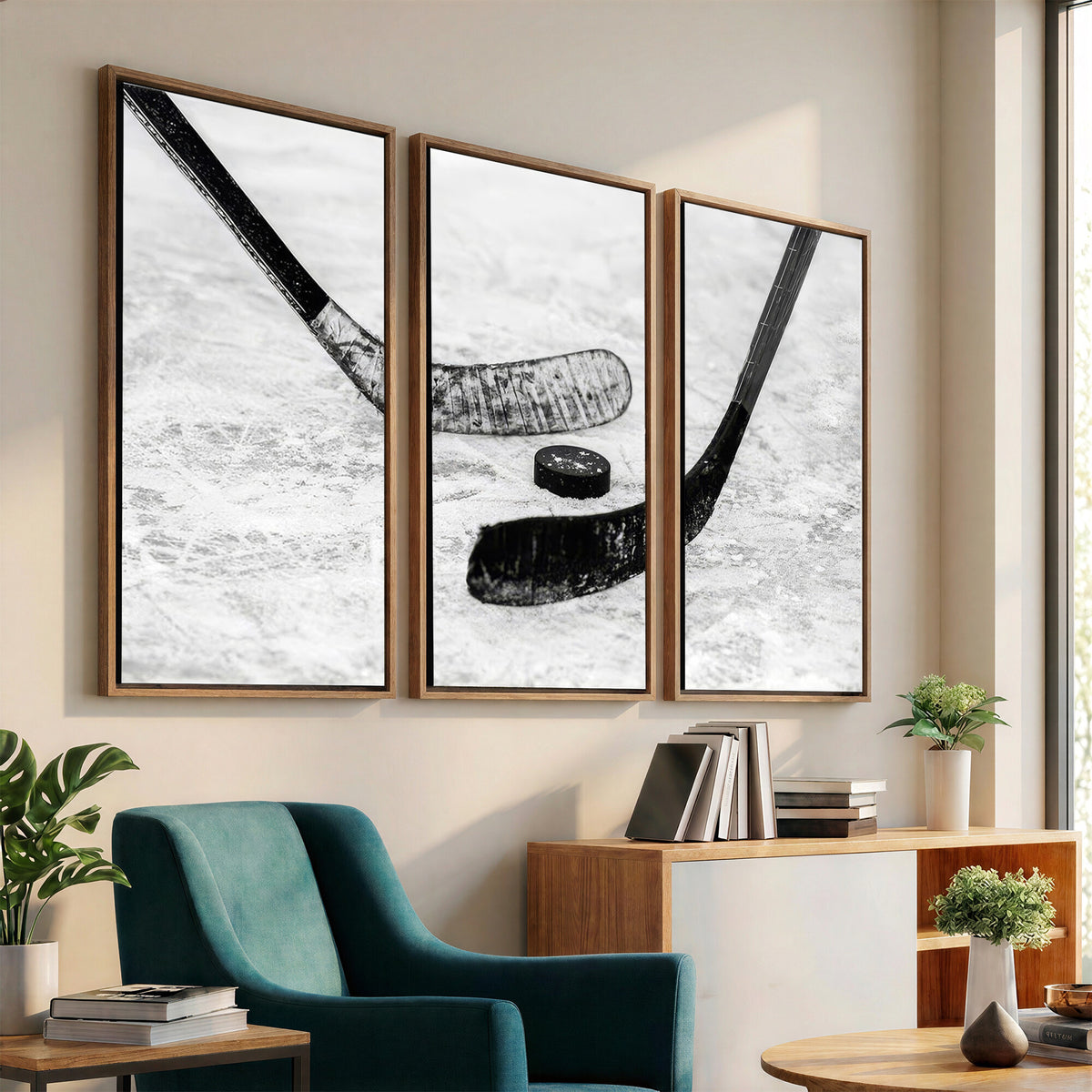 82900-MGV-CV-36X24 - Winter Ice Hockey Sport Canvas Wall Art Print, Hockey Wall Decor